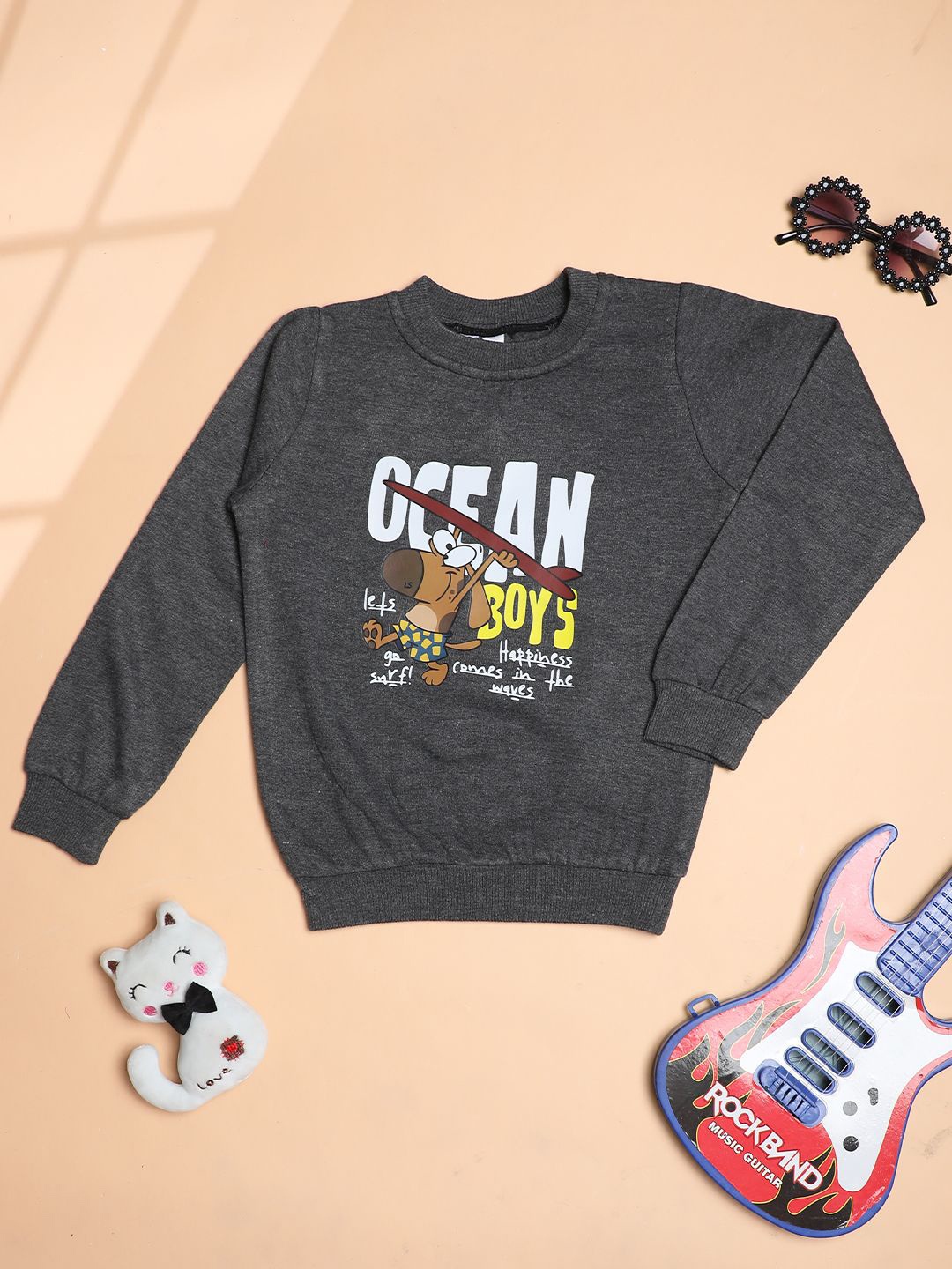 

Cutiekins Boys Graphic Printed Pullover Sweatshirt, Grey