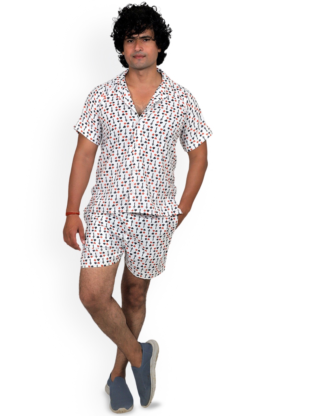 

TILISM Printed Pure Cotton Shirt With Shorts Co-Ords, White
