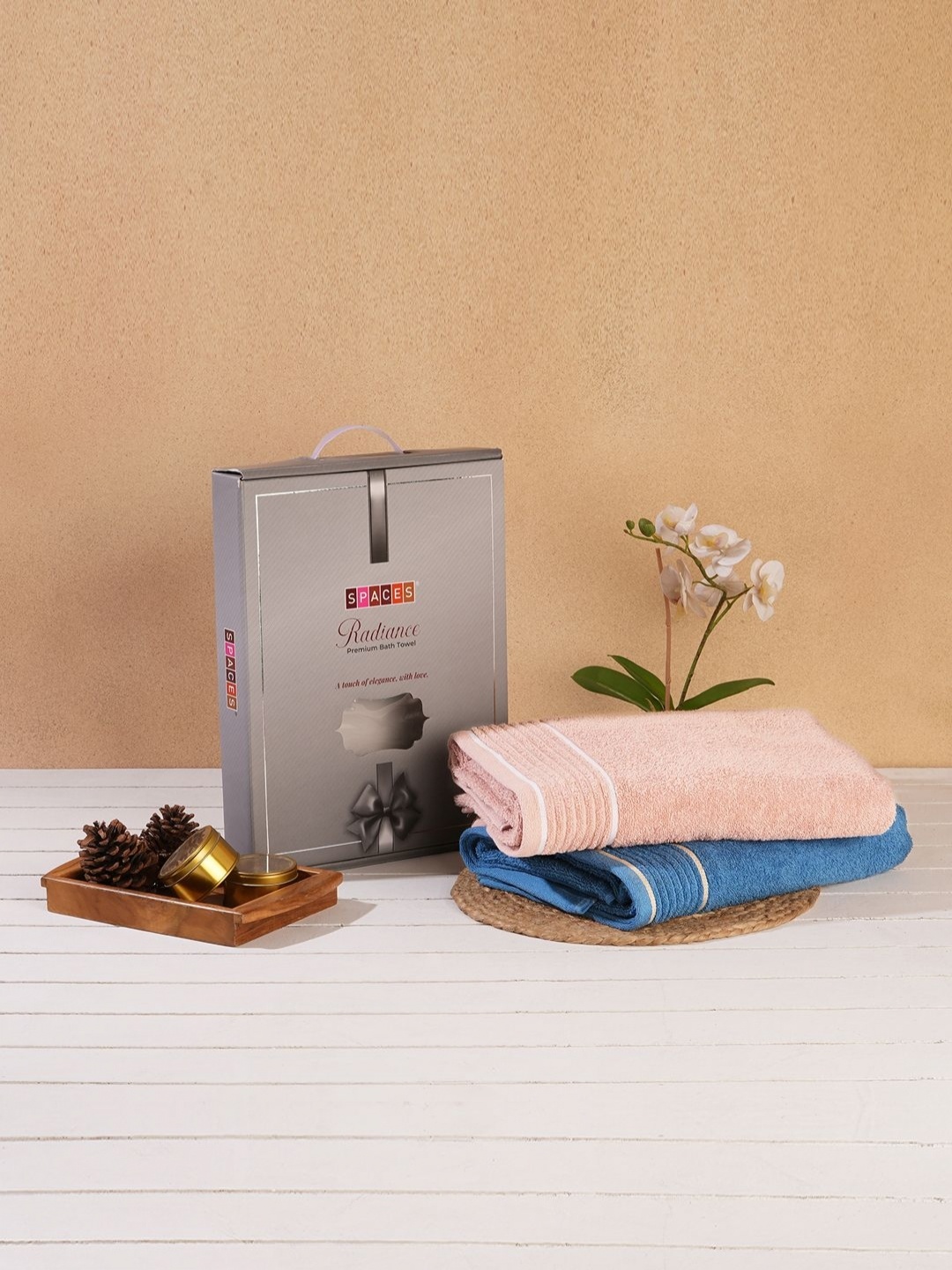 

SPACES Pink & Blue 2 Pieces Cotton 380 GSM Towel Set