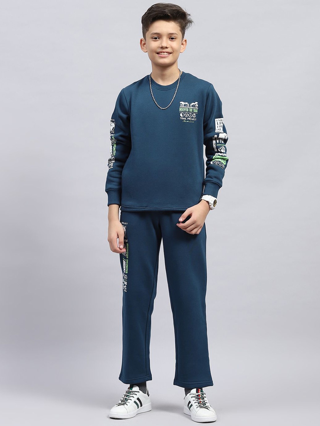

Monte Carlo Boys Round Neck Full Sleeve Mid-Rise Tracksuits, Teal