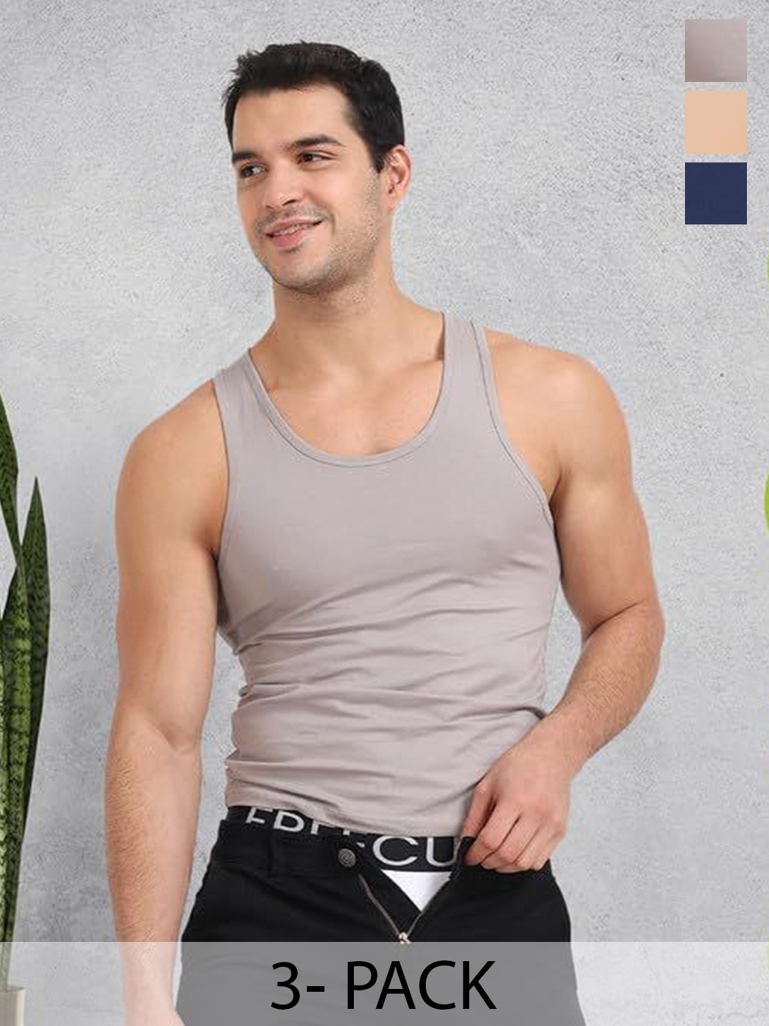 

FREECULTR Men Pack Of 3 Innerwear Vests, Grey