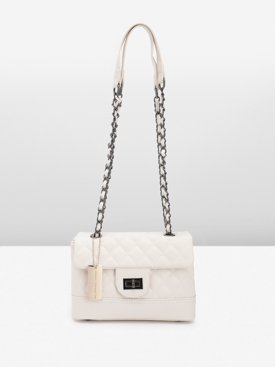 

French Connection Quilted Textured Sling Bag, Off white