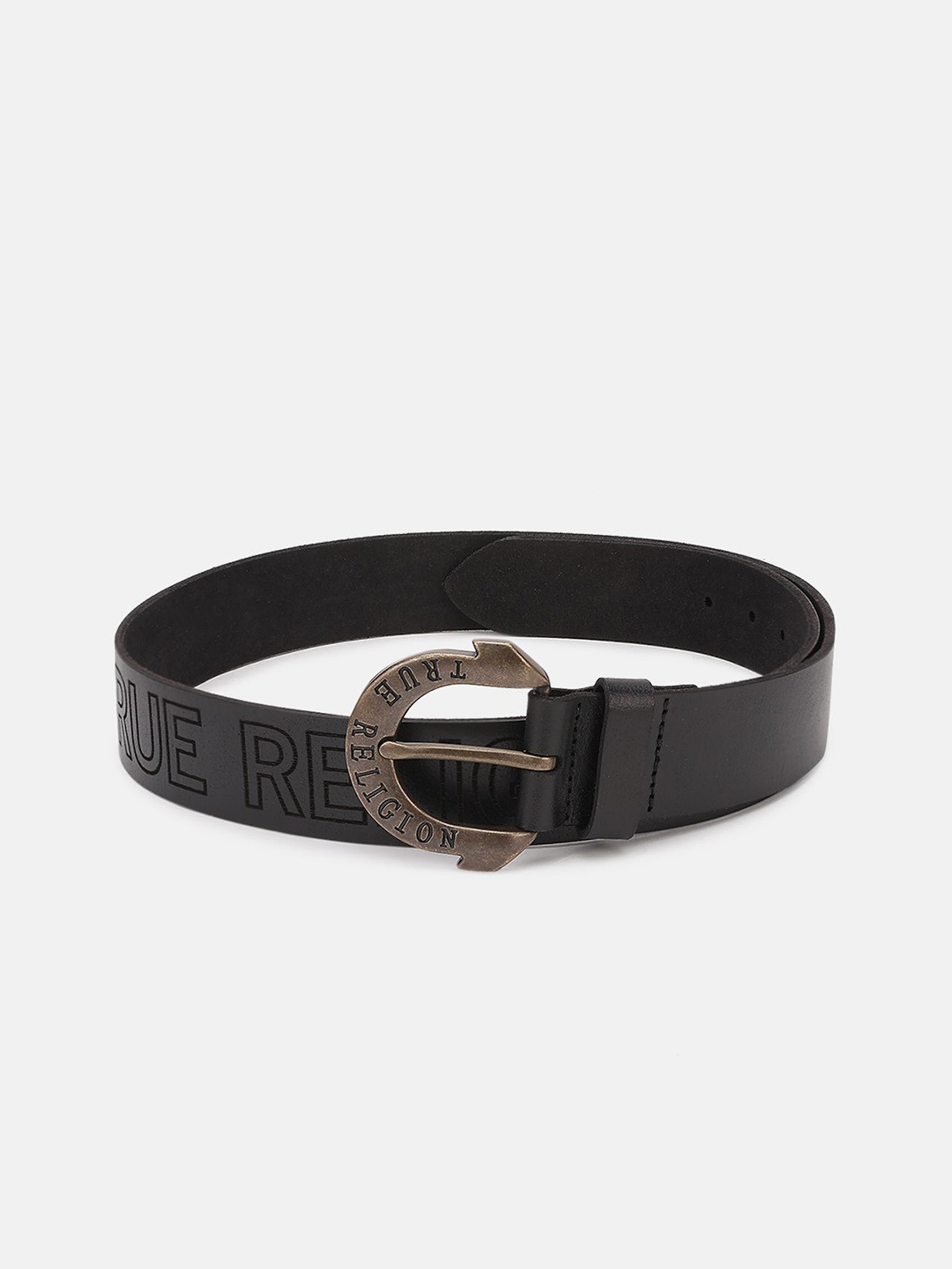 

True Religion Men Printed Leather Belt, Black