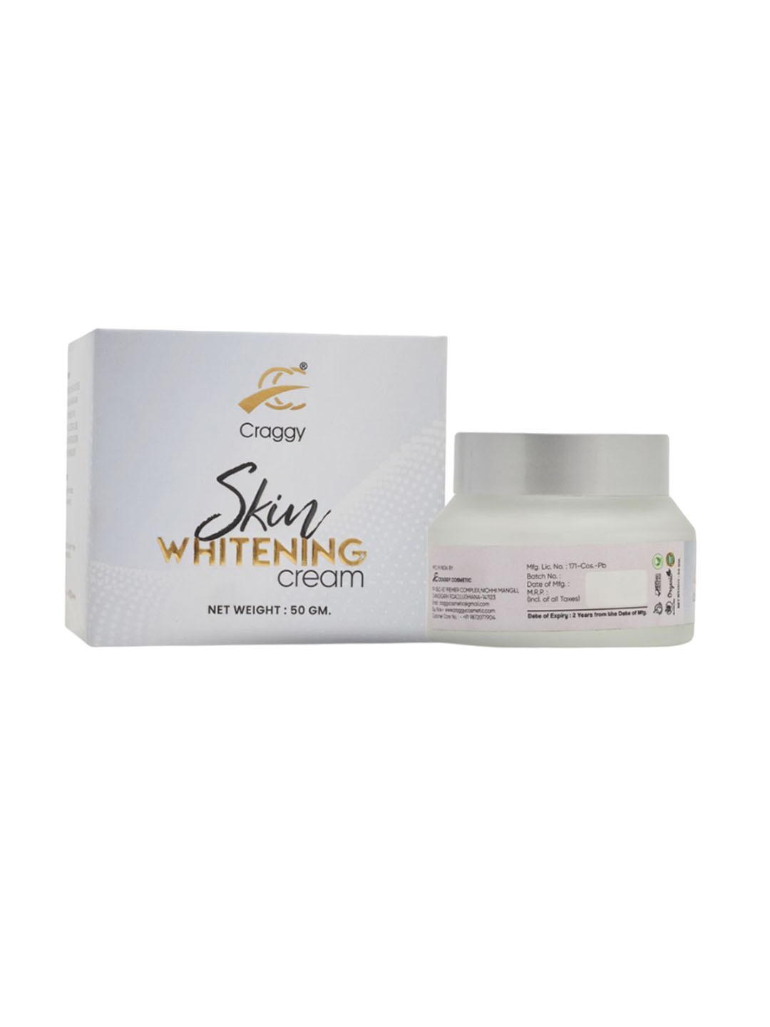 

Craggy Cosmetic Skin Whitening Cream For Glowing Skin With- 50g, White