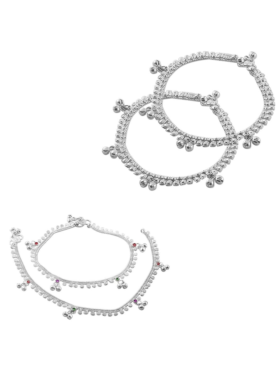 

Heer Collection Set Of 2 Silver-Plated Anklets