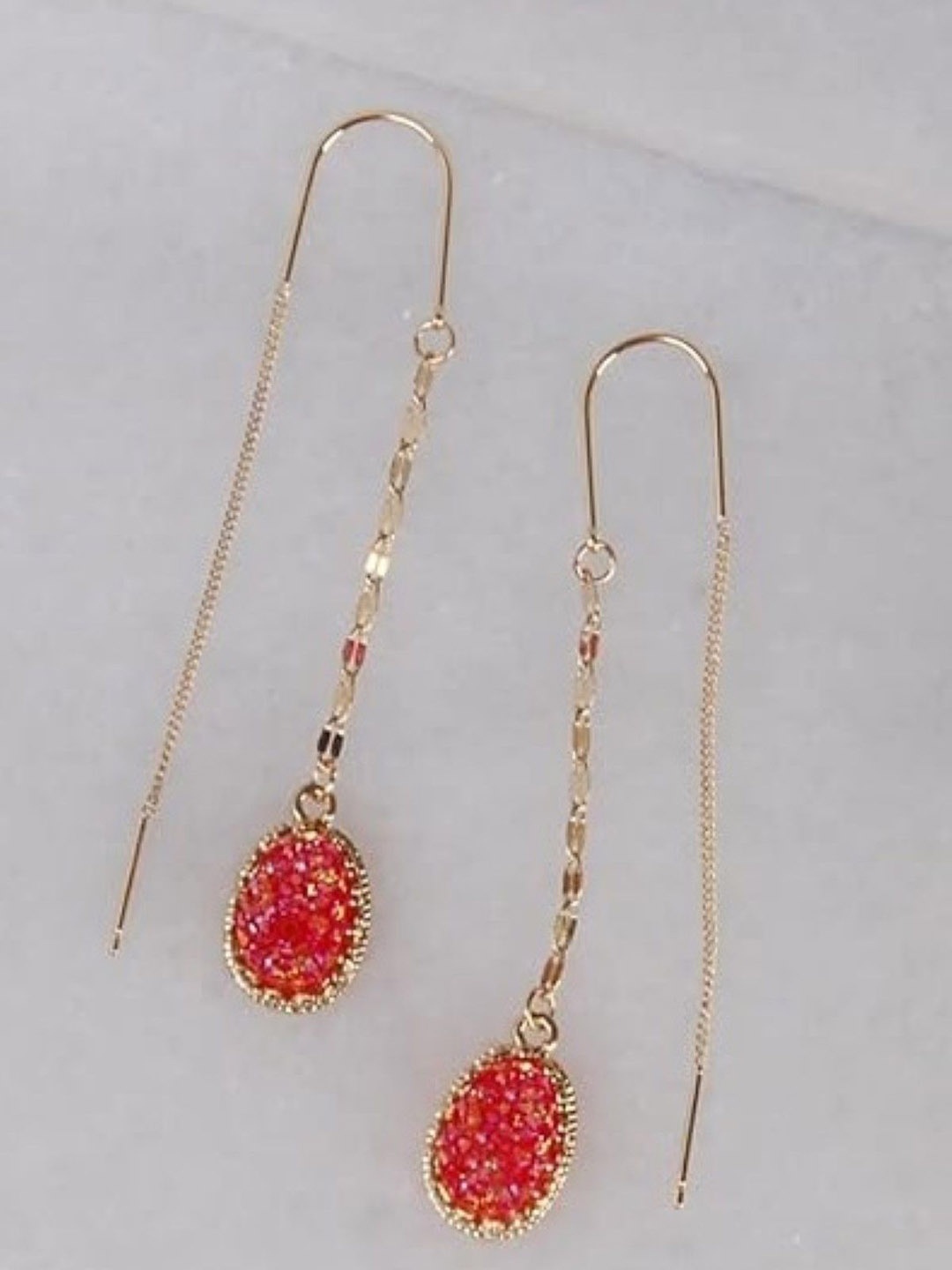 

EL REGALO Contemporary Drop Earrings, Red