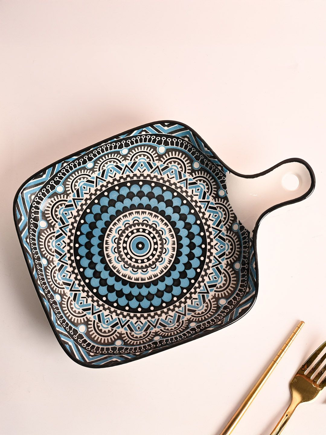 

MARKET99 Black & Blue Printed Ceramic Glossy Plate