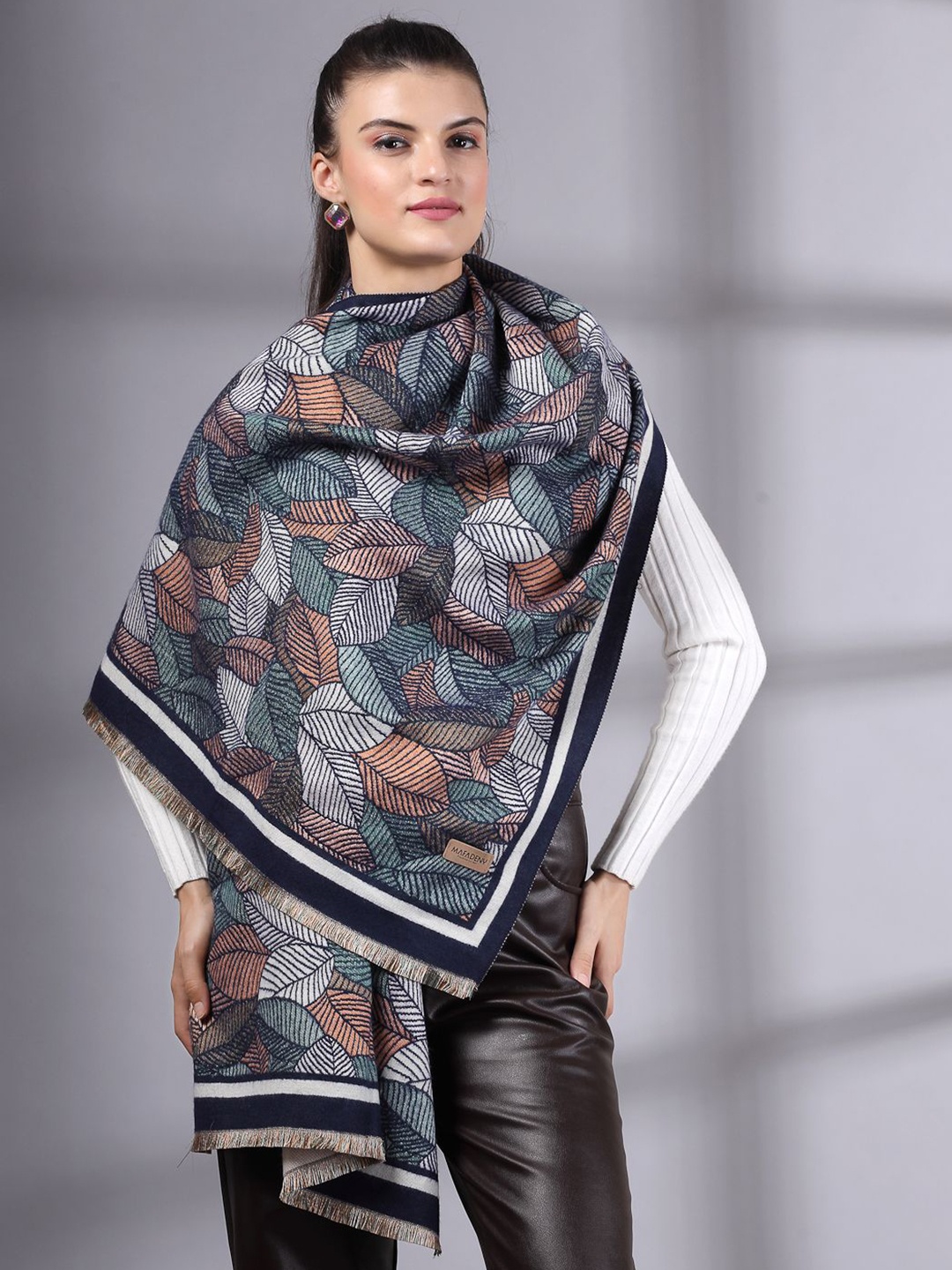 

Mafadeny Women Printed Winter Stole, Blue