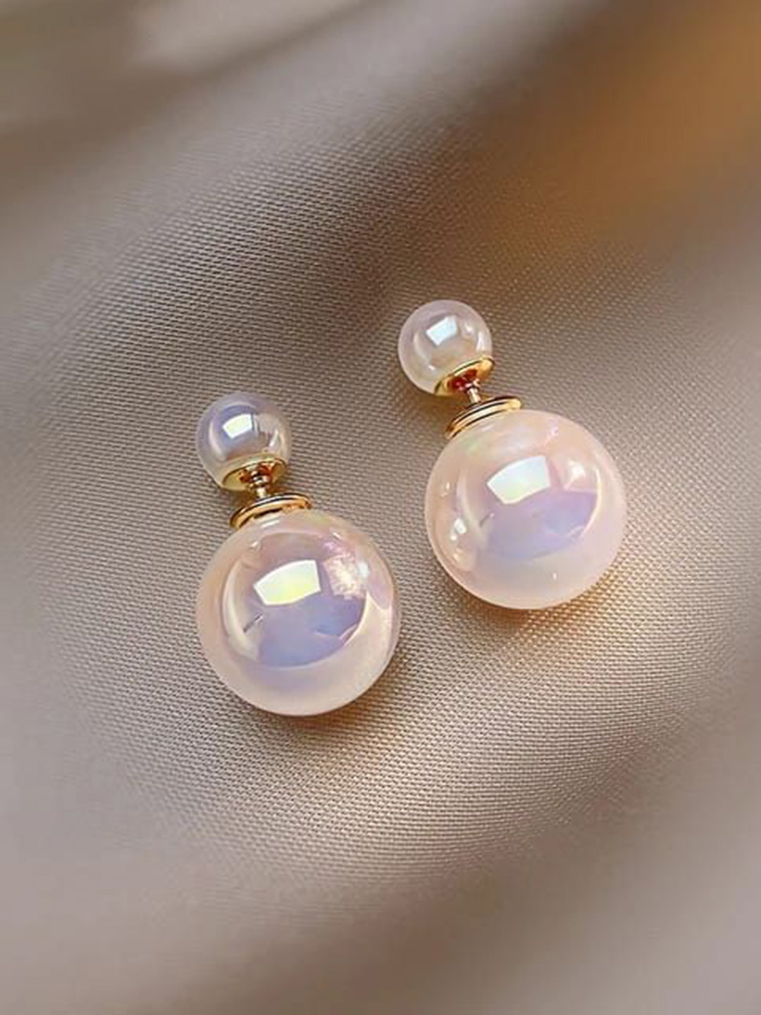 

YU FASHIONS Pearl Beaded Geometric Drop Earrings, Gold