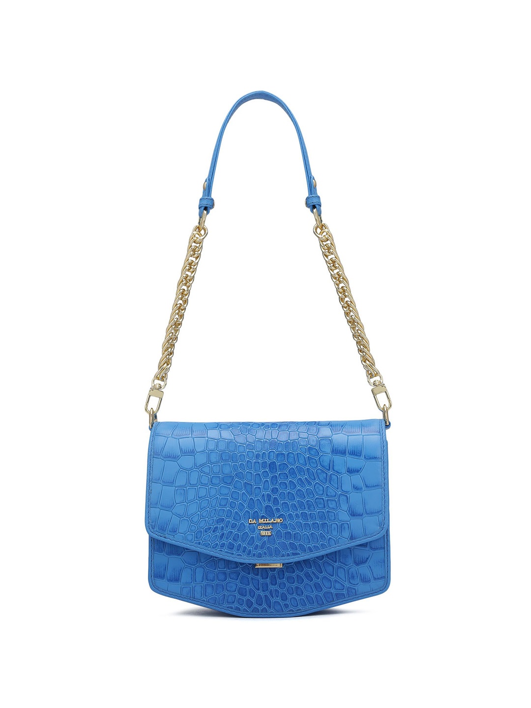 

Da Milano Women Textured Structured Leather Shoulder Bag, Blue