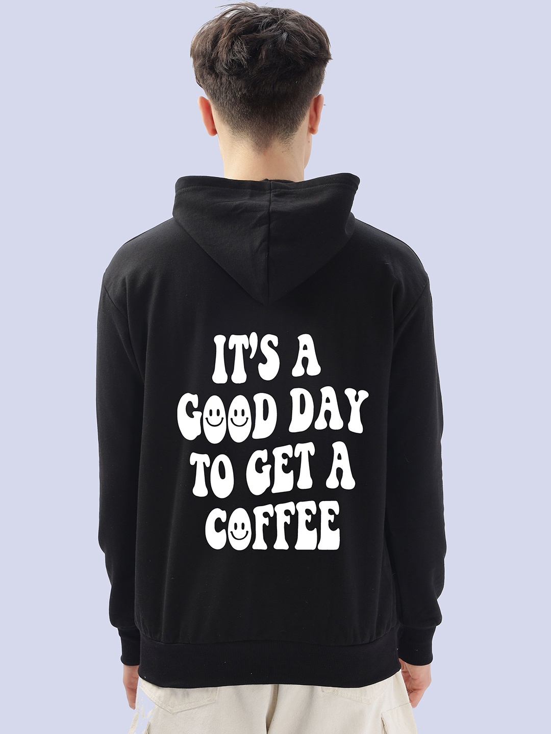 

FALTU.CO Men Printed Hooded Sweatshirt, Black