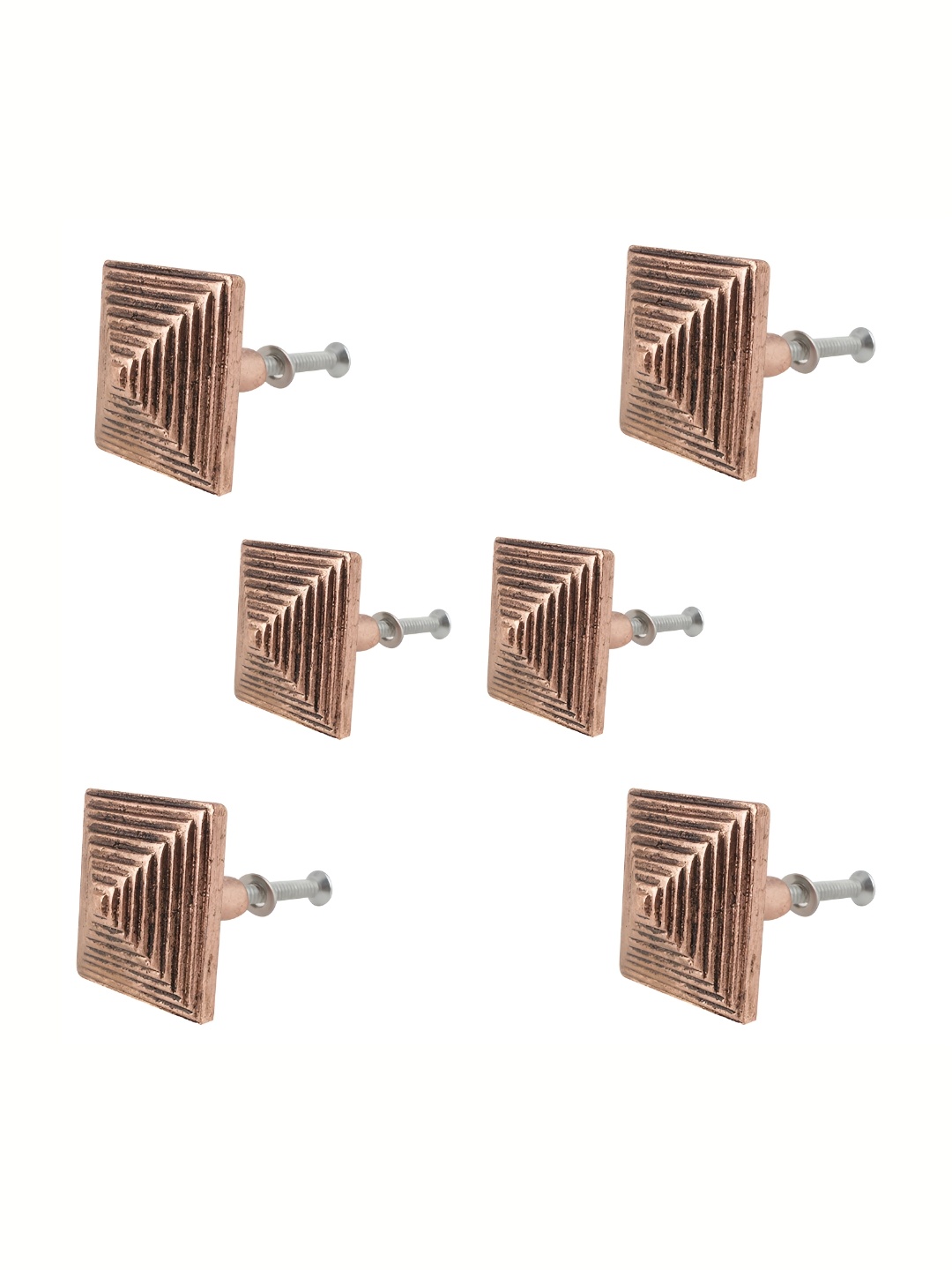 

Indianshelf Coppertoned 6 Pcs Aluminium Square Knobs, Copper
