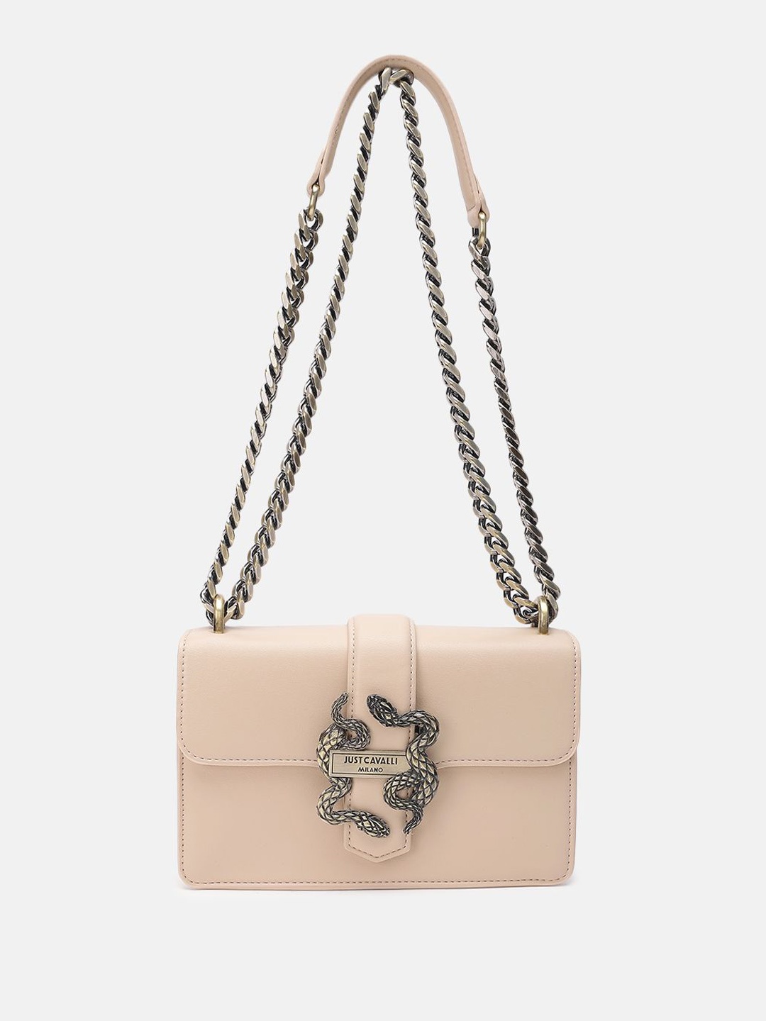

Just Cavalli Women Solid Structured Sling Bag, Beige