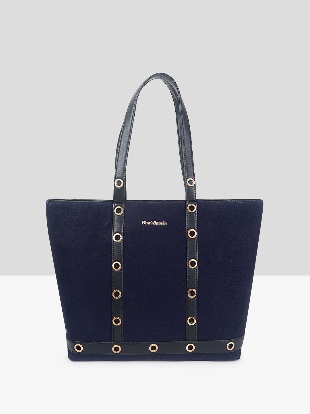 

Black Spade Women Solid Shopper Tote Bag, Navy blue