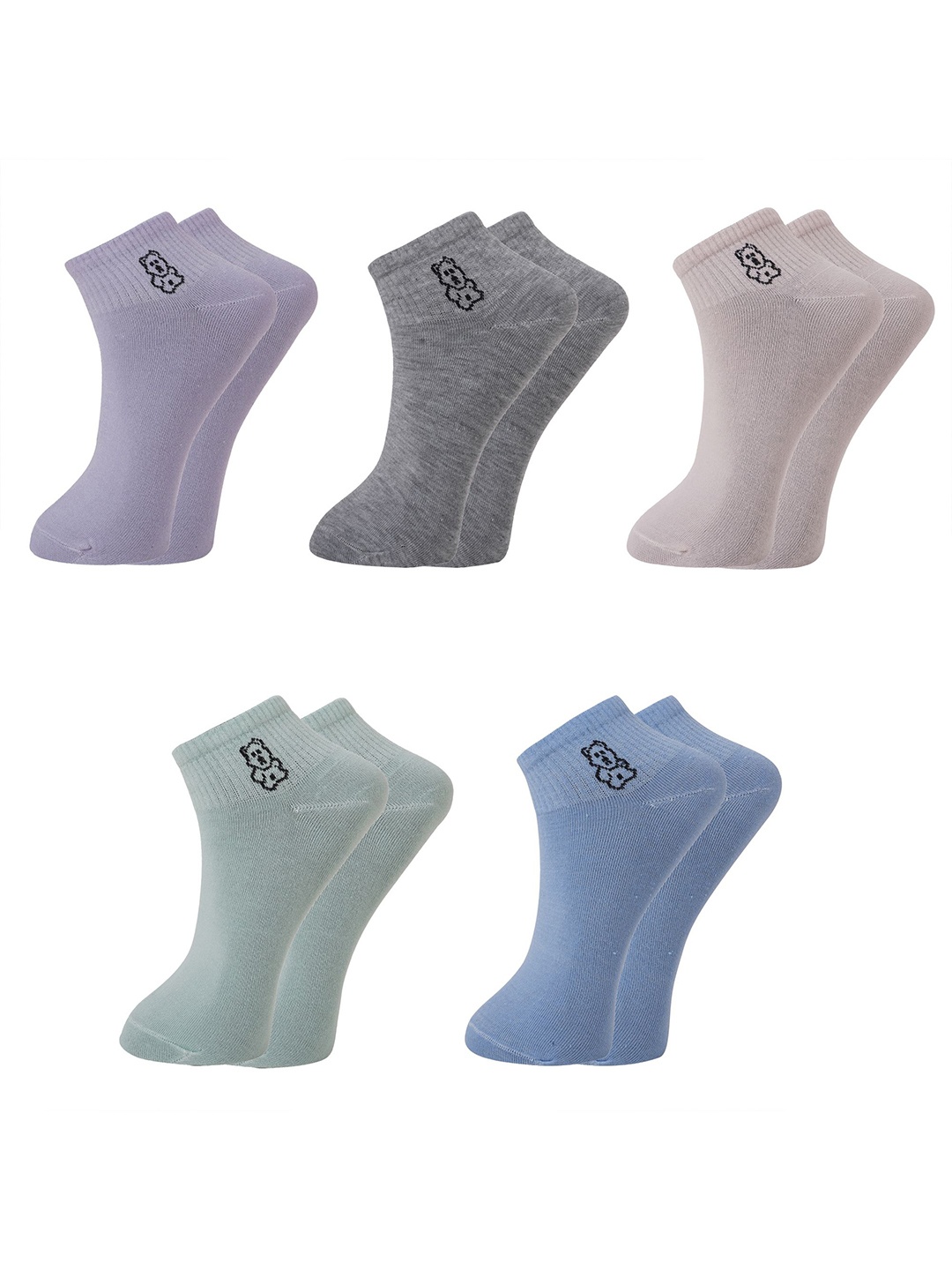 

BAESD Women Pack Of 5 Assorted Cotton Ankle-Length Socks