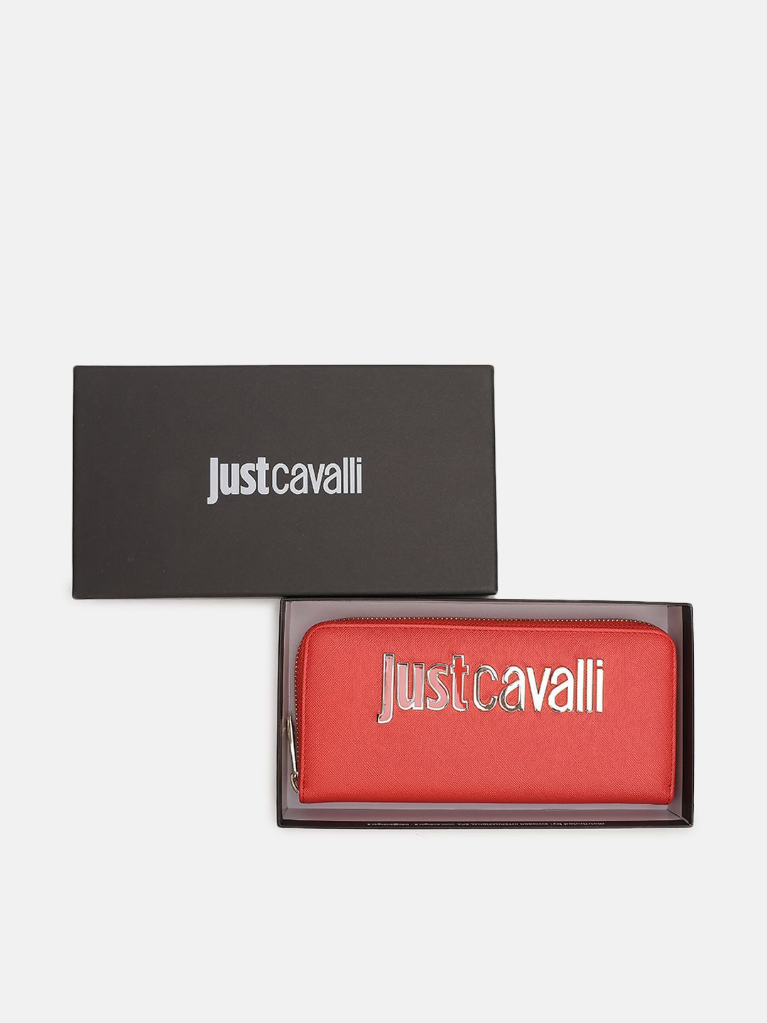 

Just Cavalli Women Typography Zip Around Wallet, Coral