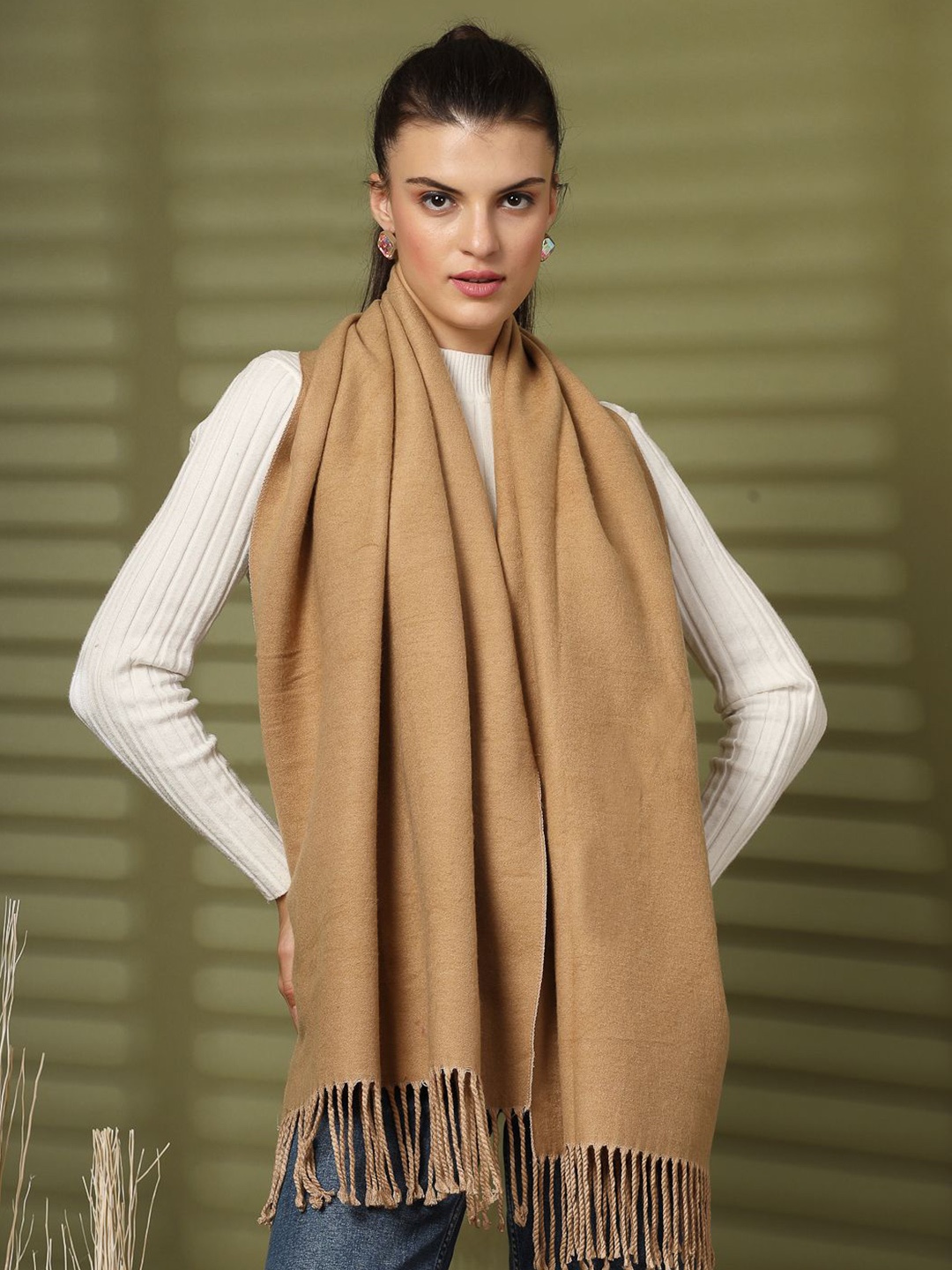 

Mafadeny Women Solid Stole, Khaki