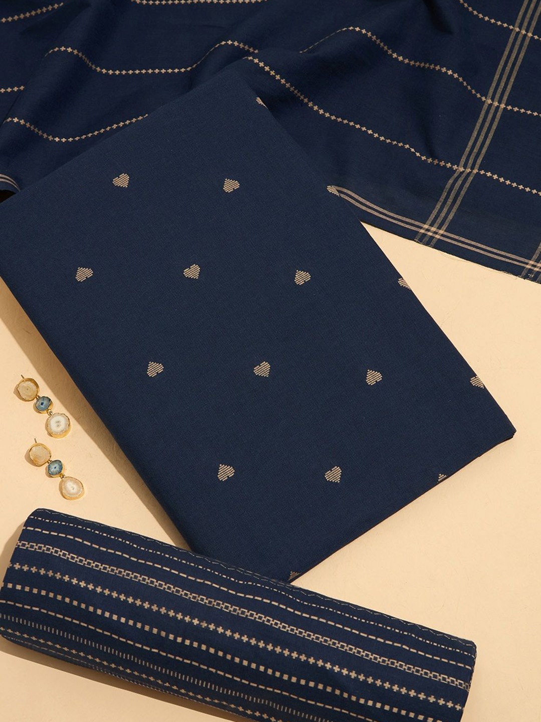 

Taneira Pure Cotton Unstitched Dress Material, Blue