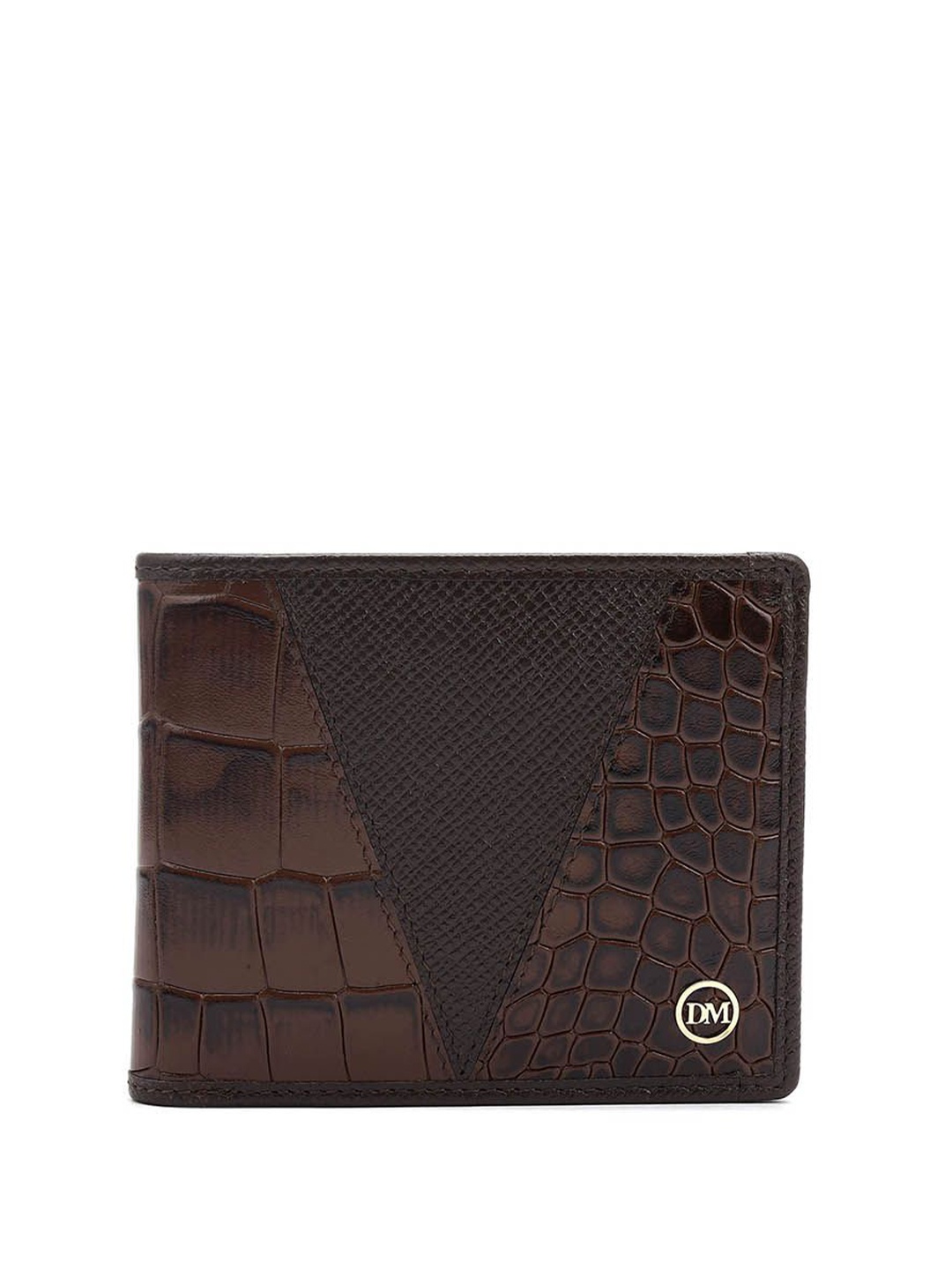 

Da Milano Men Animal Printed Leather Two Fold Wallet, Brown