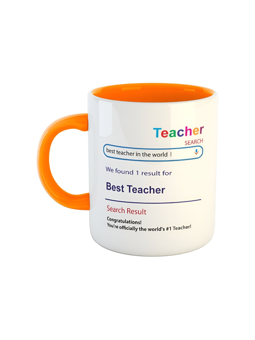 

ARTBUG White & Orange Best Teacher Printed Ceramic Glossy Coffee Mug