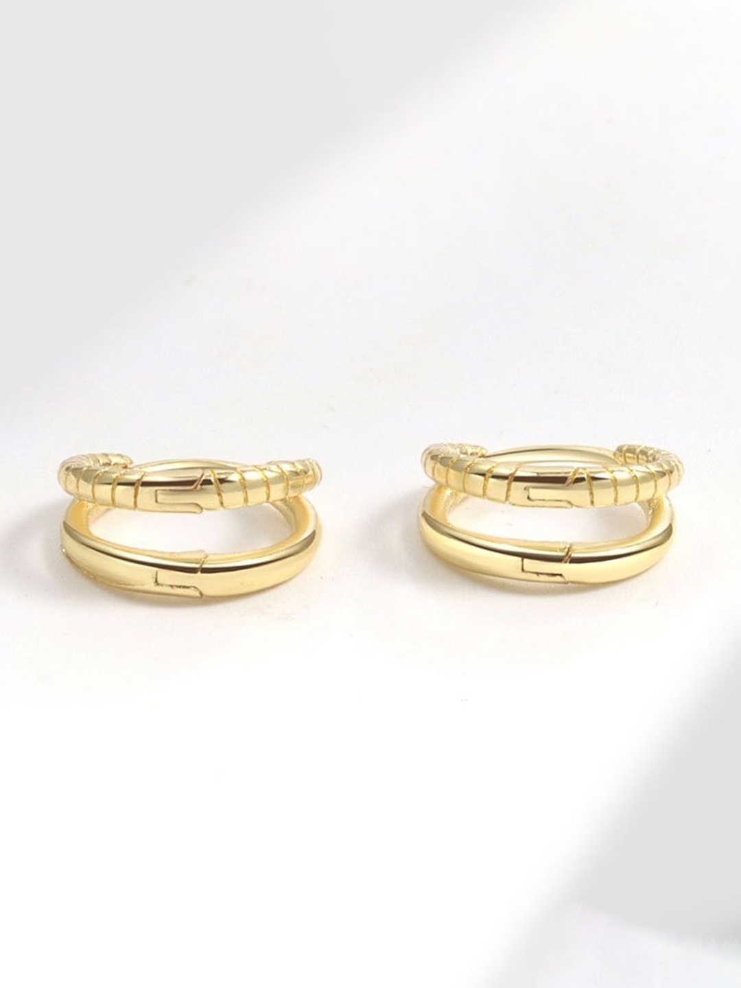 

MYKI Stainless Steel Gold-Plated Contemporary Hoop Earrings