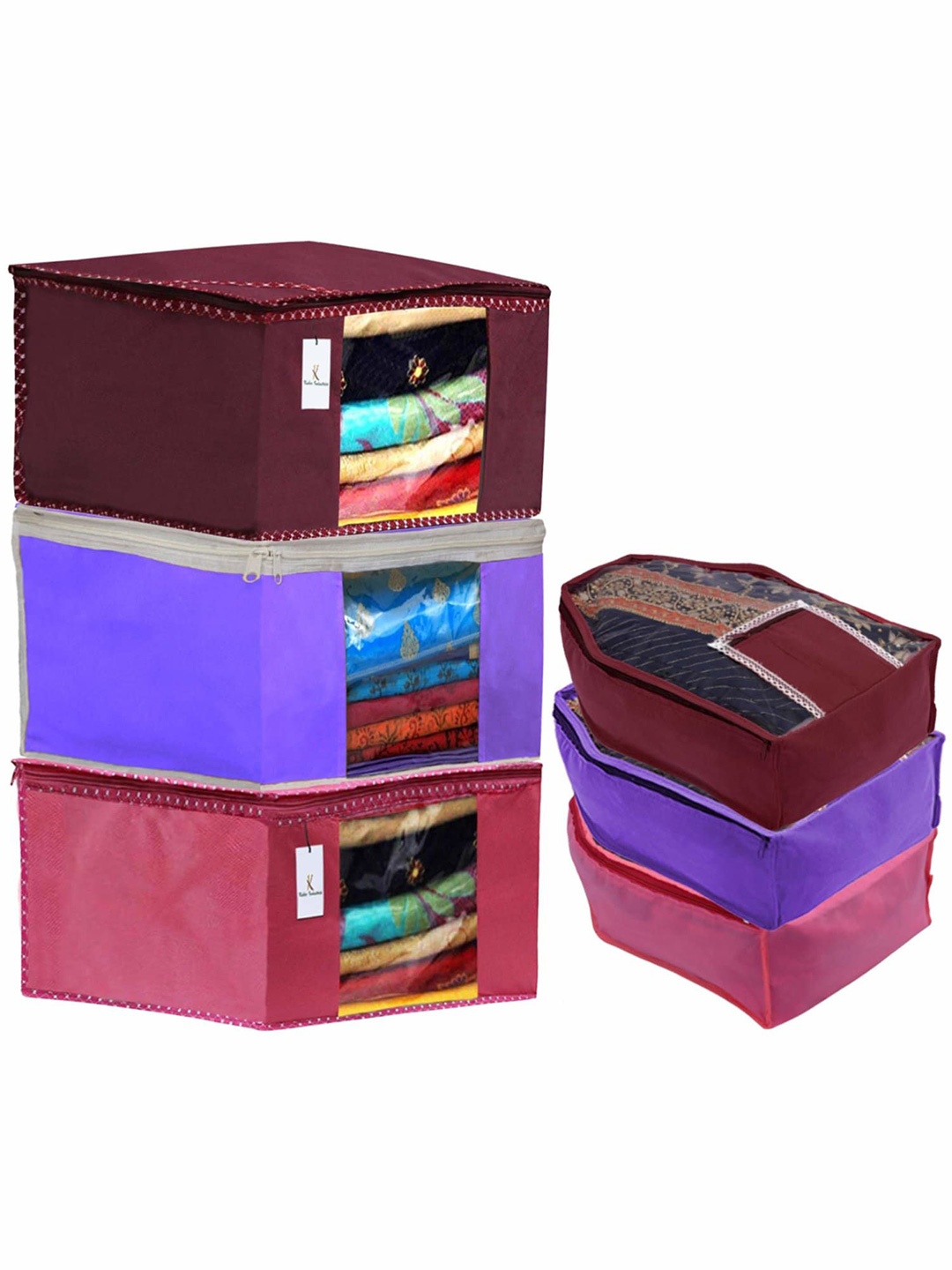 

Kuber Industries Pink & Purple 6 Pieces Multi-Utility Organisers