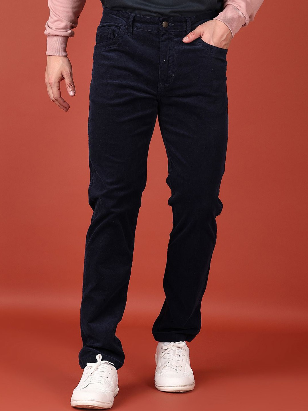 

V-Mart Men Regular Fit Chinos Trousers, Navy blue