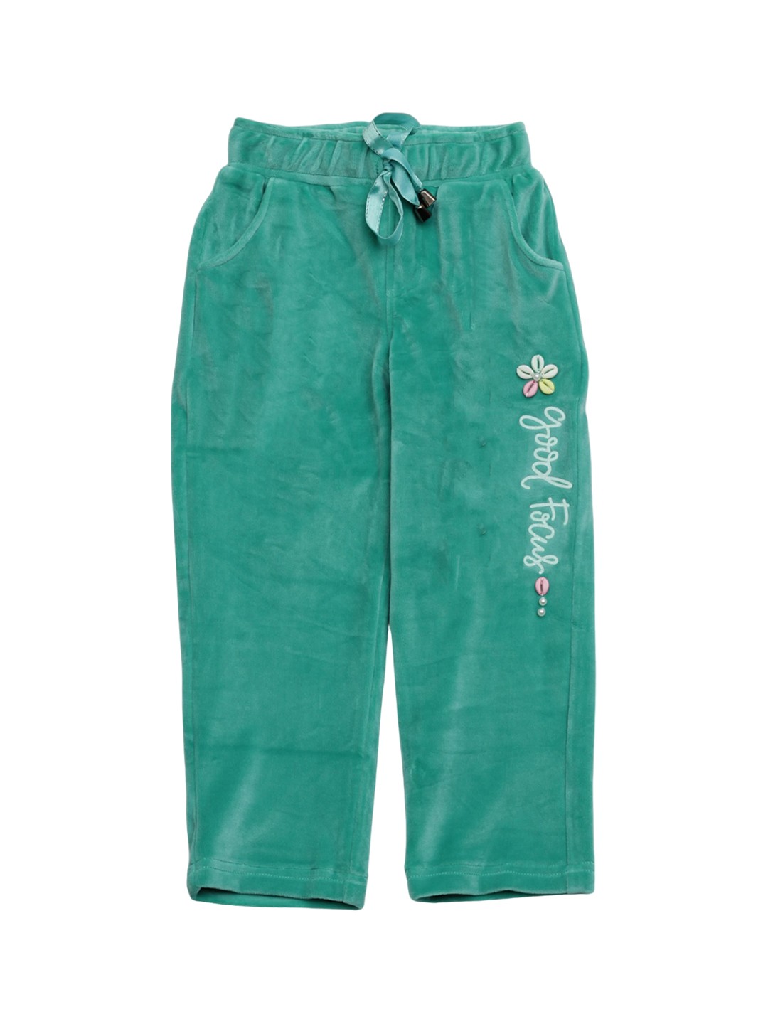 

Lil Lollipop Girls Cotton Mid-Rise Trousers, Green