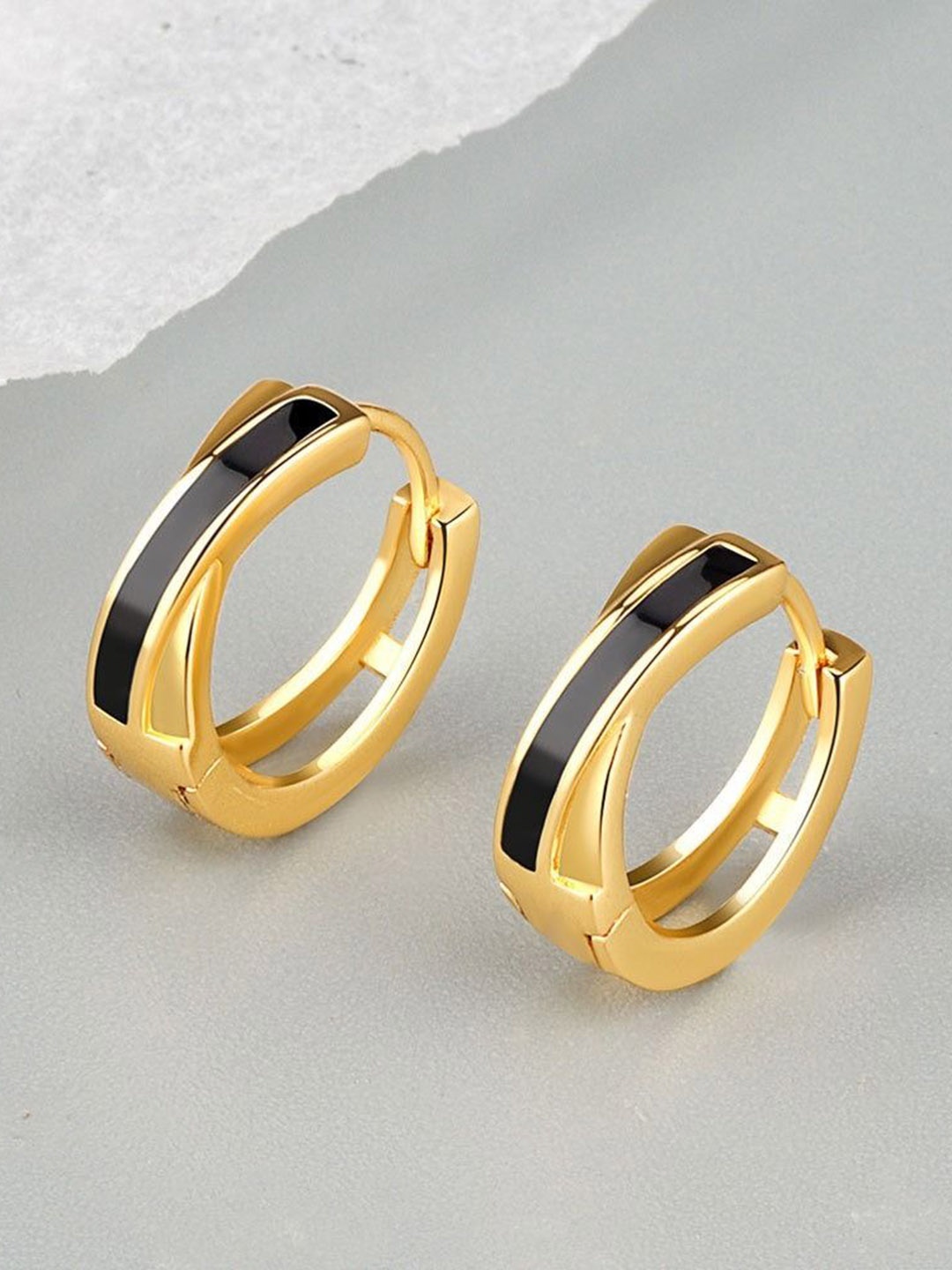 

MYKI Stainless Steel Gold-Plated Contemporary Hoop Earrings