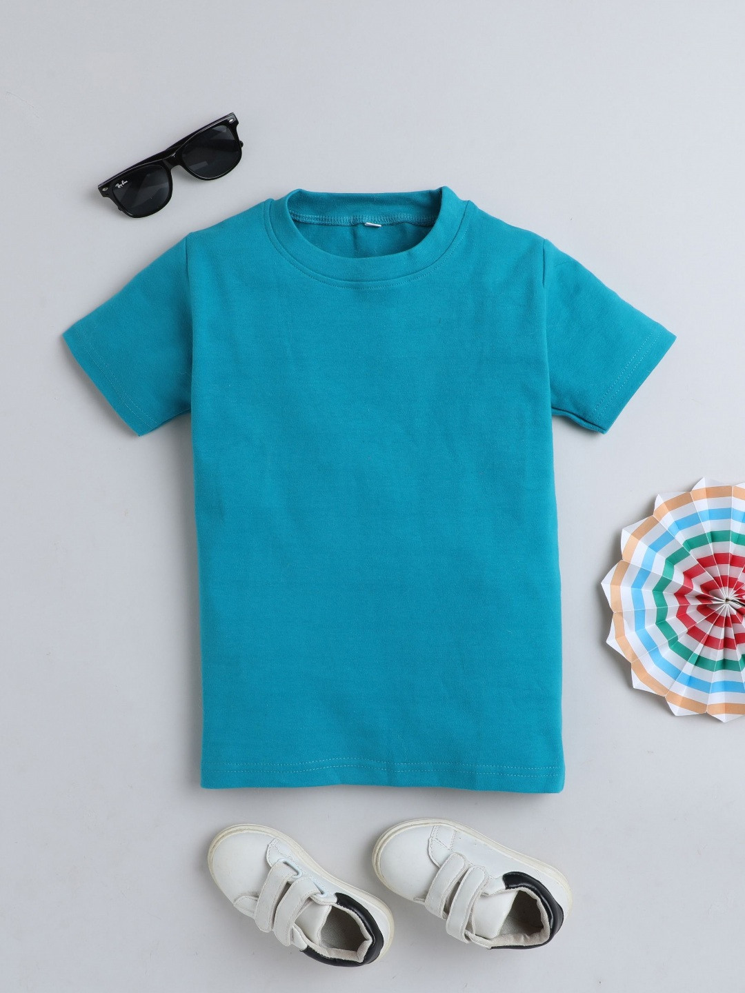 

Lil homies Unisex Kids Solid Round Neck Cotton T-shirt, Blue