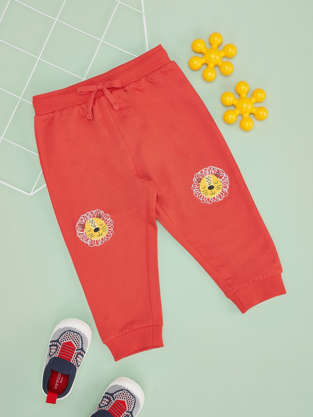 

Pantaloons Baby Infants Boys Cotton Mid Rise Regular Fit Joggers, Red