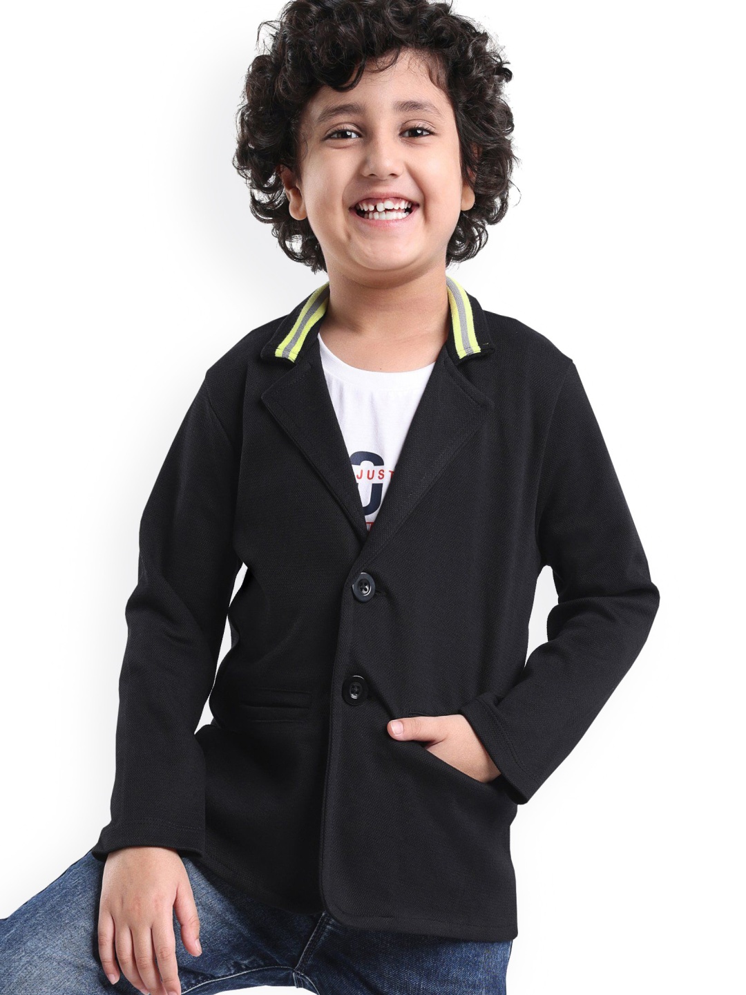 

ARIAS By LARA DUTTA Boys Notched Lapel Single Breasted Light Weight Blazer, Black