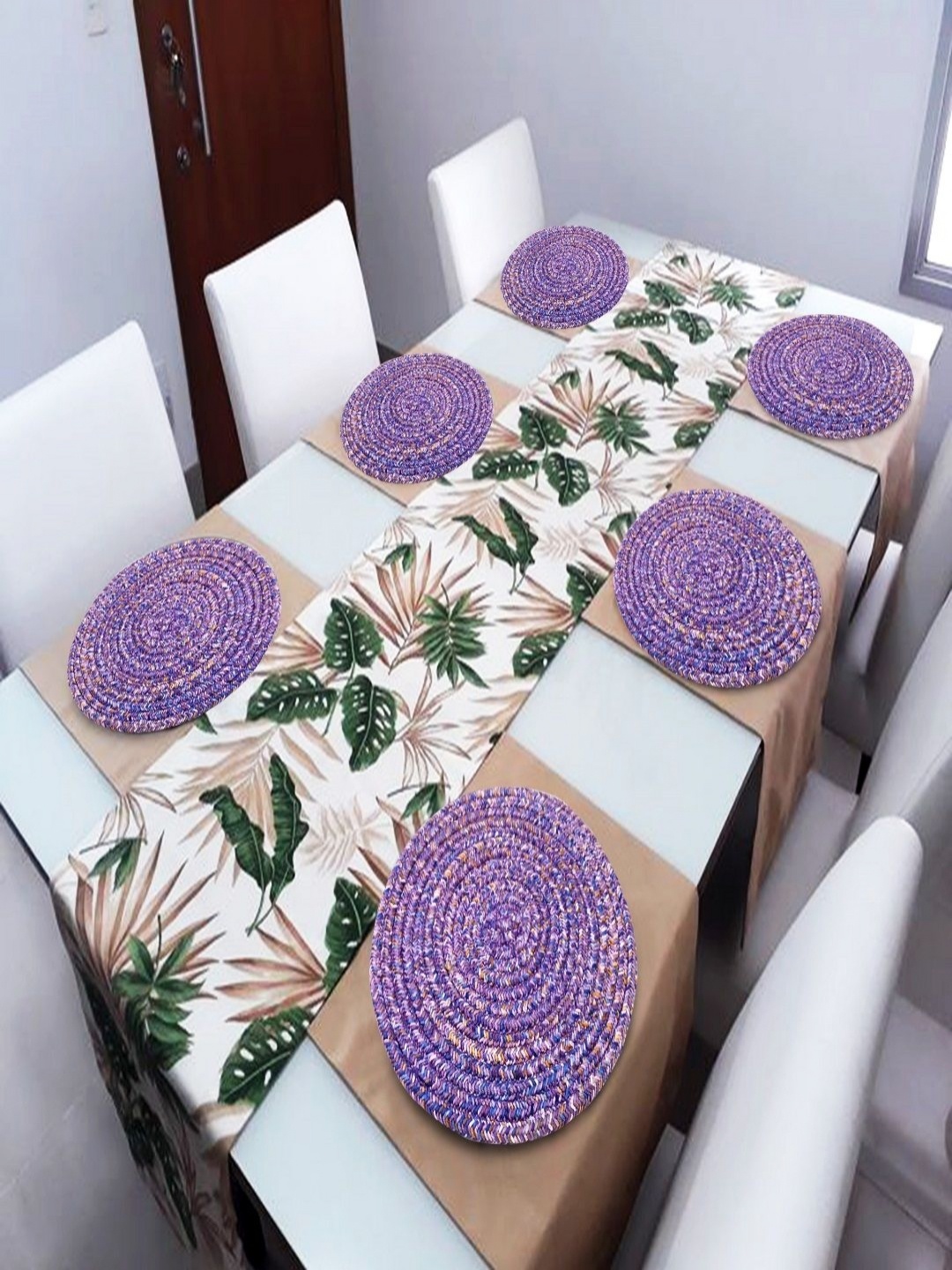 

LADLI JEE 2-Pcs Purple Textured Round Table Placemat