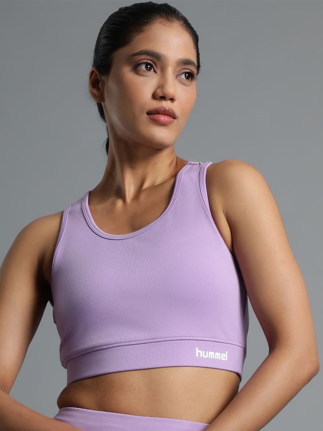 

hummel Women Seamless Medium Coverage Lightly Padded Bra, Lavender