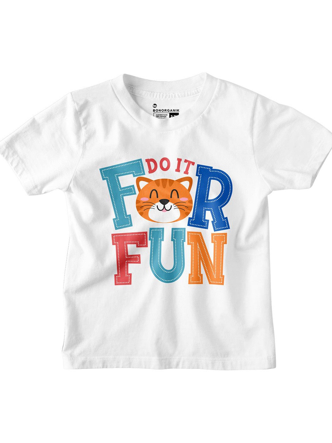 

BonOrganik Boys Printed Applique T-shirt, White