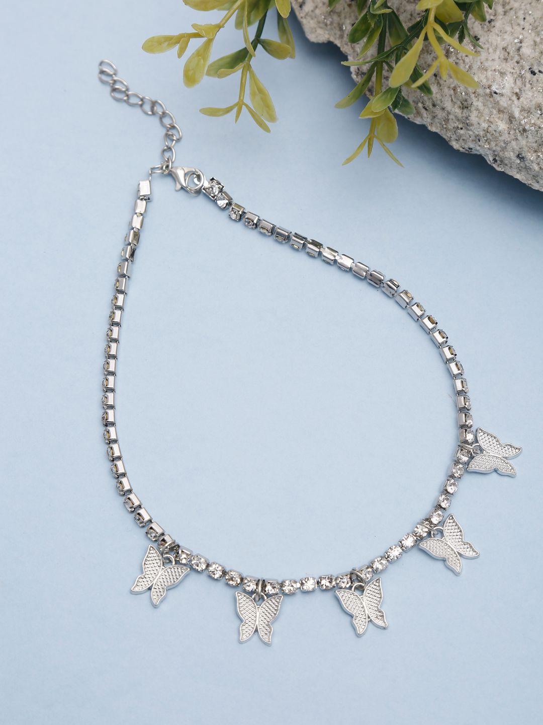 

YouBella Silver-Plated Artificial Stones Studded Necklace