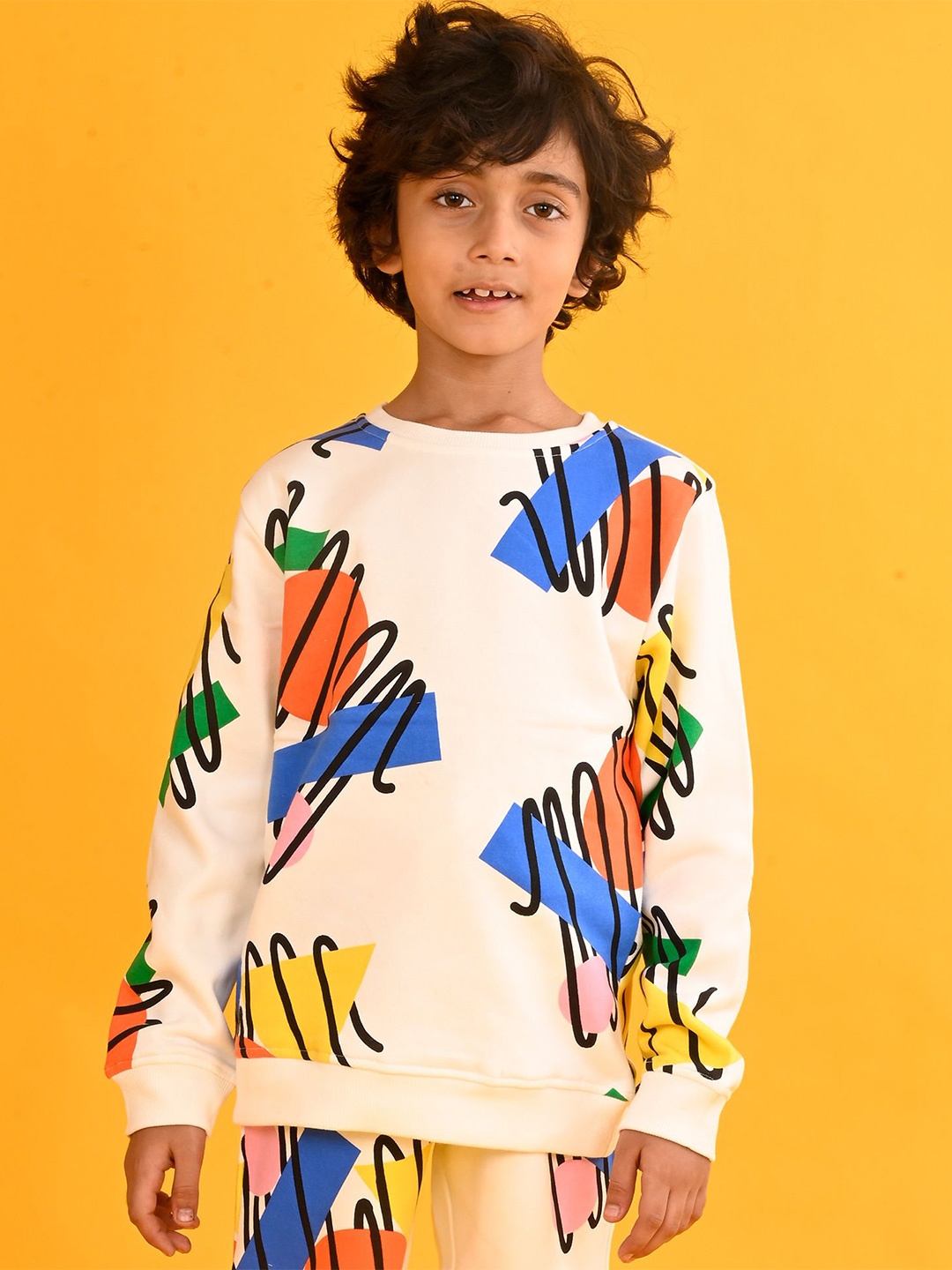 

Anthrilo Boys Graphic Printed Sweatshirt, White