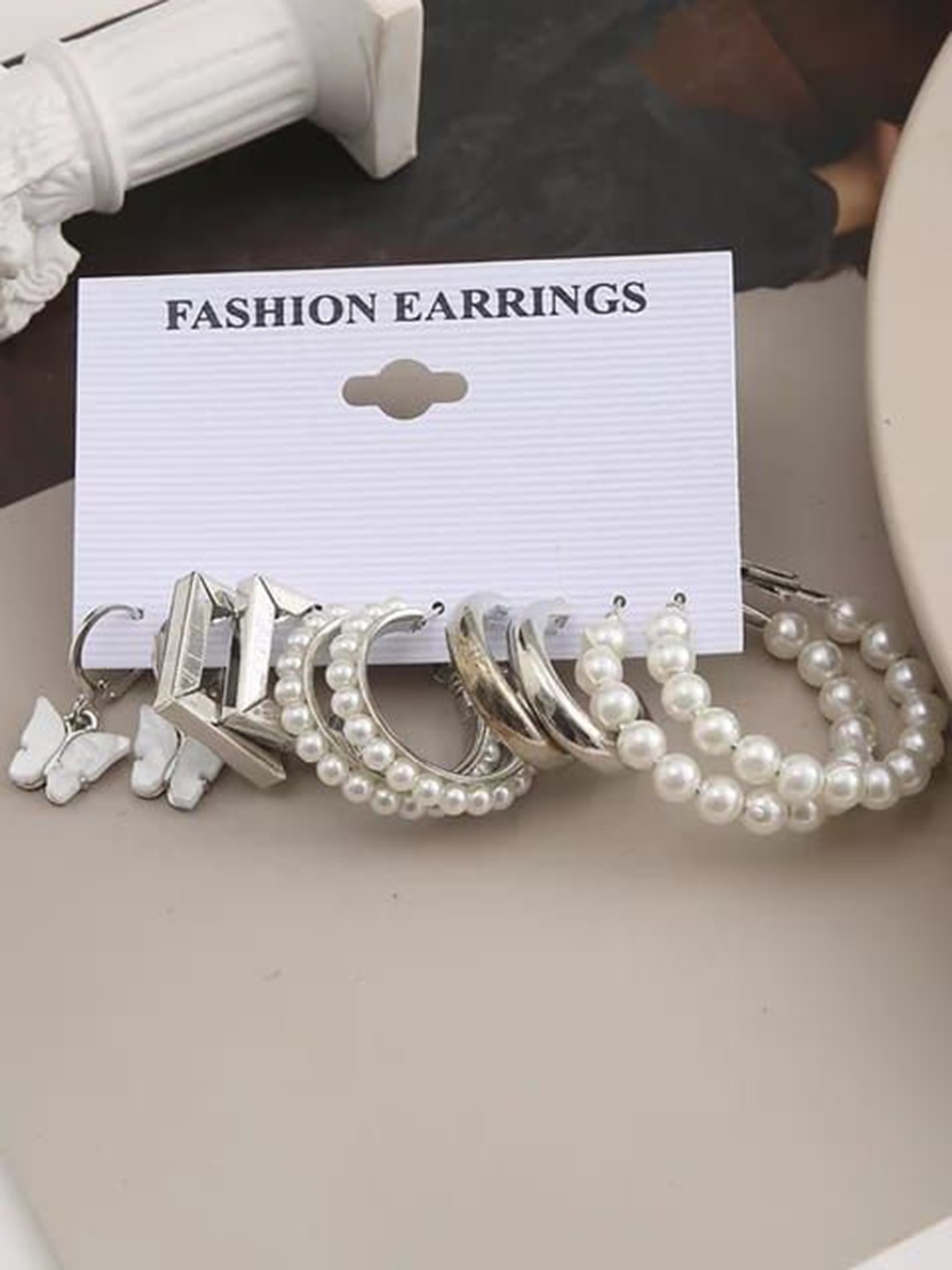 

YU FASHIONS PAck Of 10 Silver Plated Rhinestone Studded Contemporary Drop Earrings