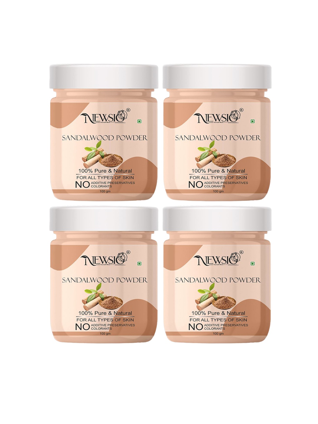 

Newsio Set Of 4 Pure & Natural Sandalwood Powder For Skin - 100g Each, Brown