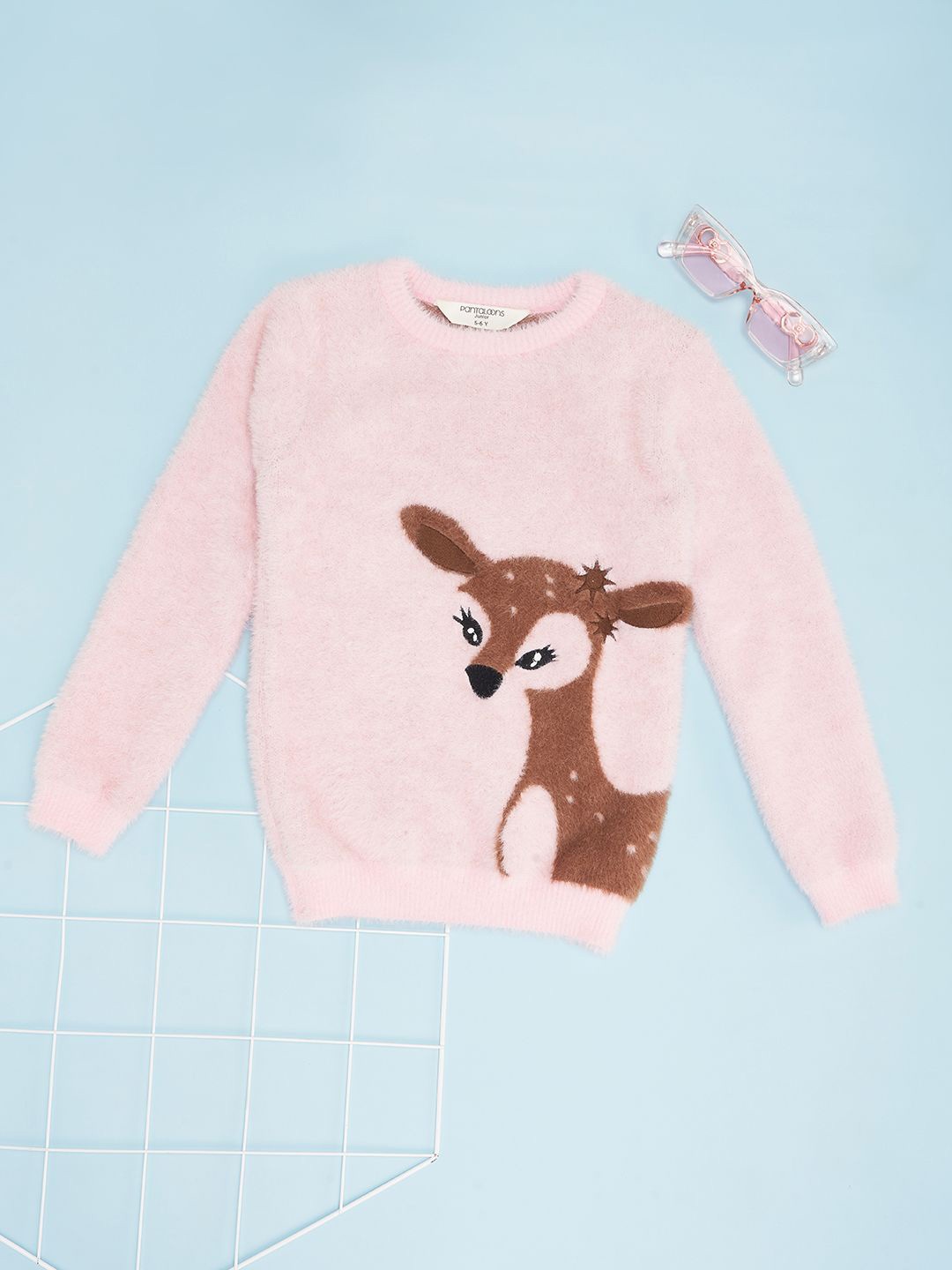 

Pantaloons Junior Girls Round Neck Long Sleeves Pullover, Pink