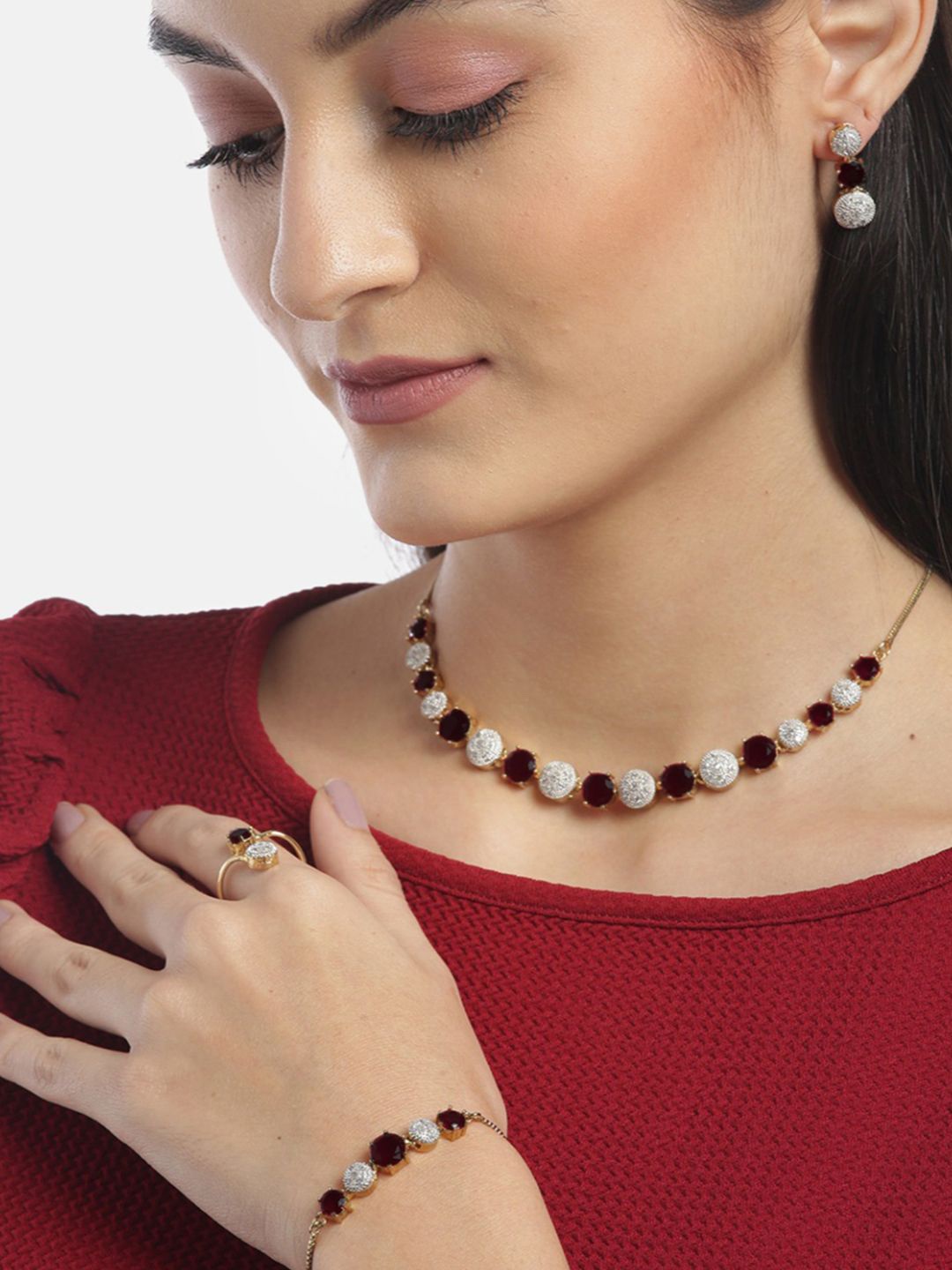 

YouBella Gold-Plated Stones-Studded Jewellery Set