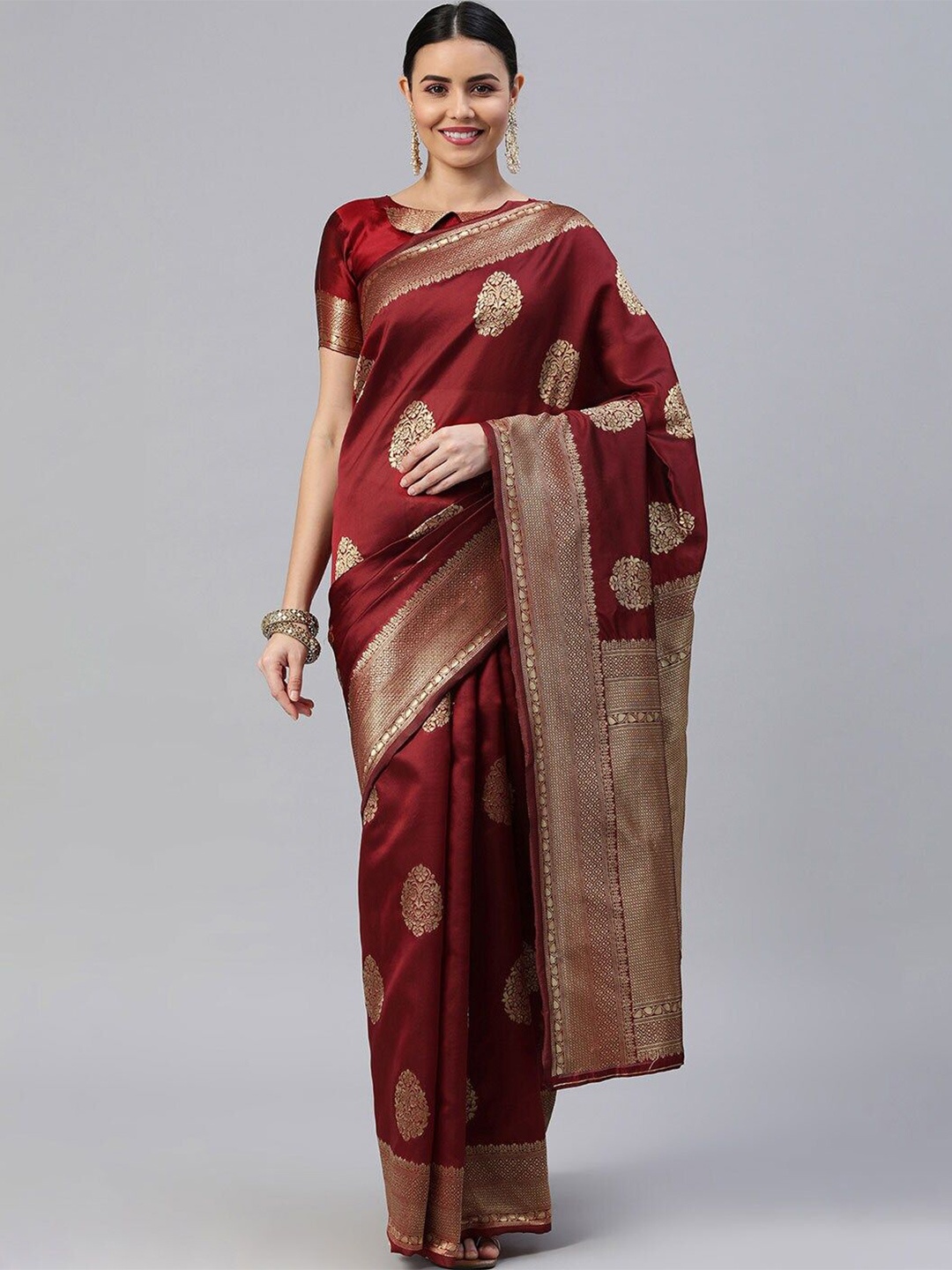 

Suha Woven Design Zari Traditional Banarasi Saree, Maroon