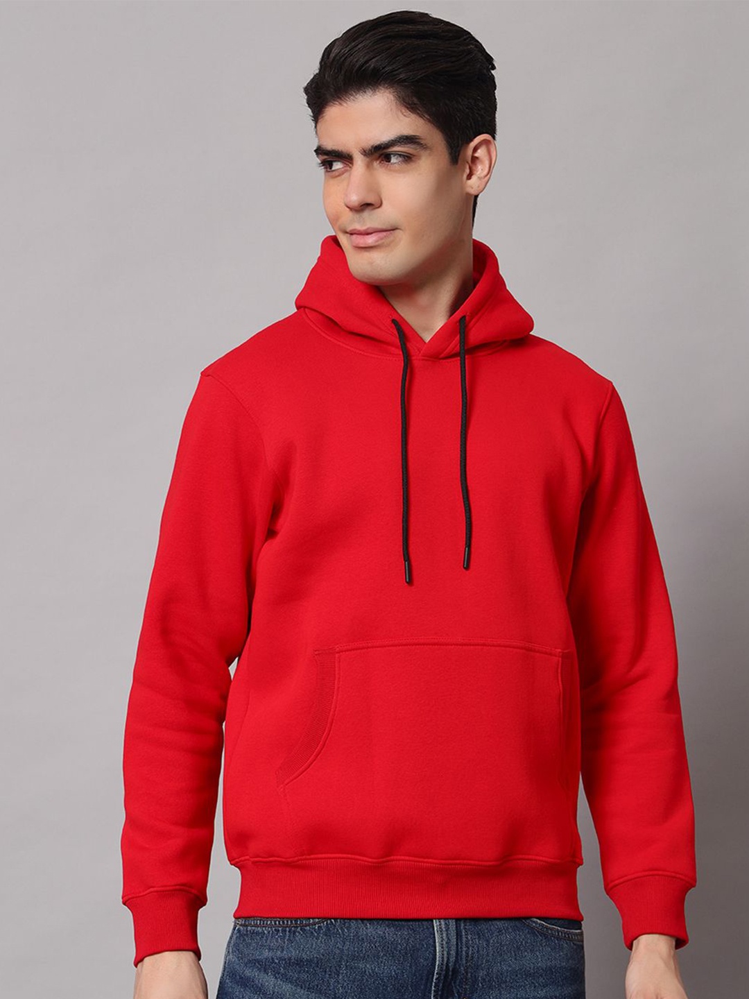 

Obaan Men Long Sleeve Hooded Sweatshirt, Red
