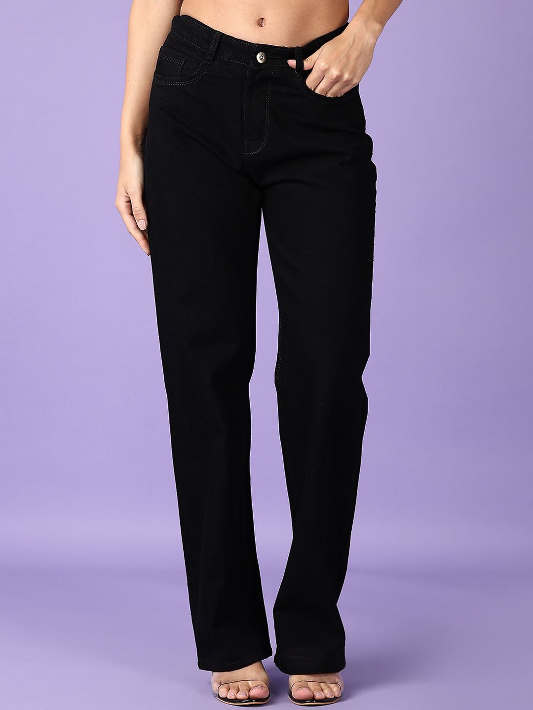 

V-Mart Women Cotton Mid-Rise Clean Look Jeans, Black