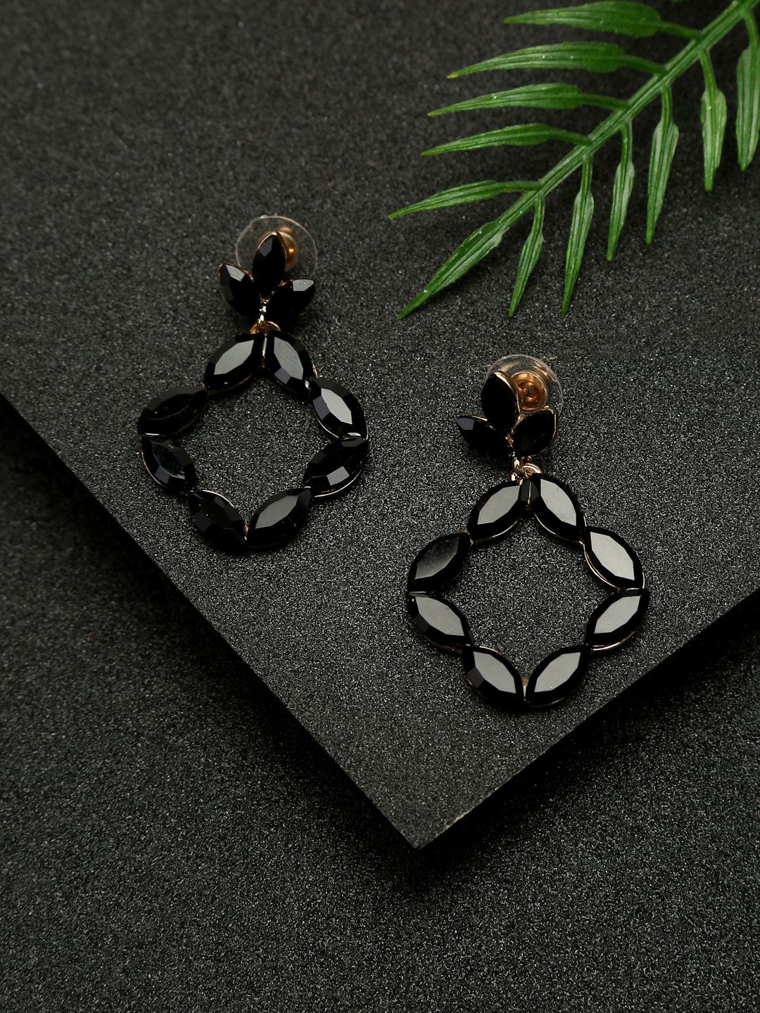 

YouBella Gold-Plated Stone Studded Contemporary Drop Earrings