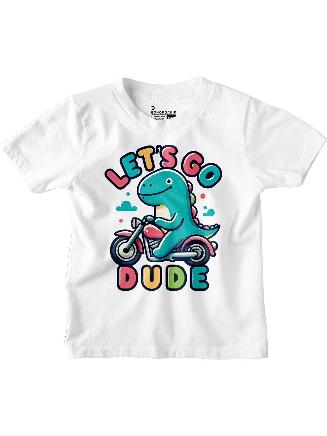 

BonOrganik Boys Graphic Printed Round Neck Cotton T-shirt, White