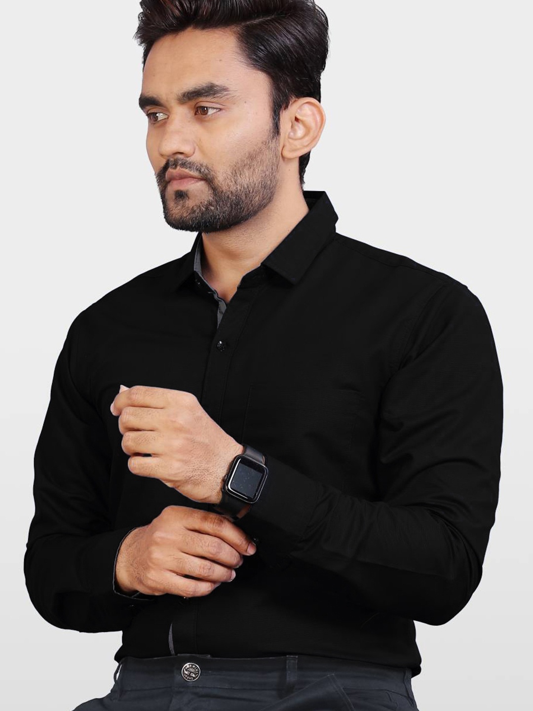 

Metronaut Men Slim Fit Opaque Casual Shirt, Black