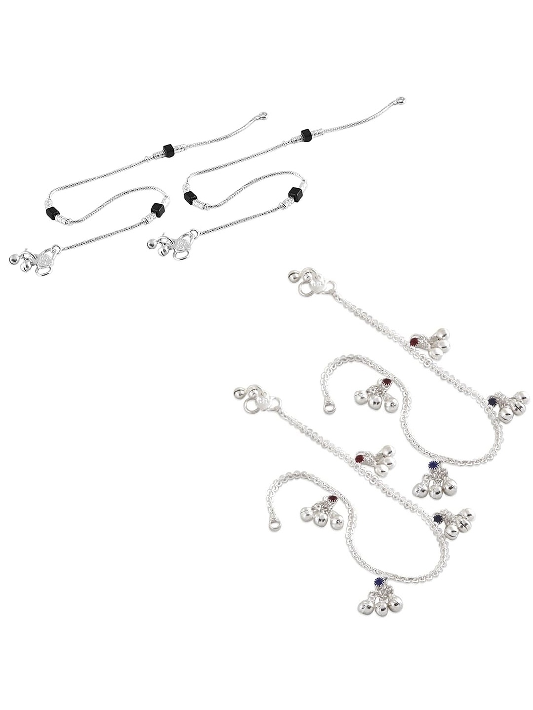 

Lila Set of 2 Silver-Plated Stone Studded Anklets