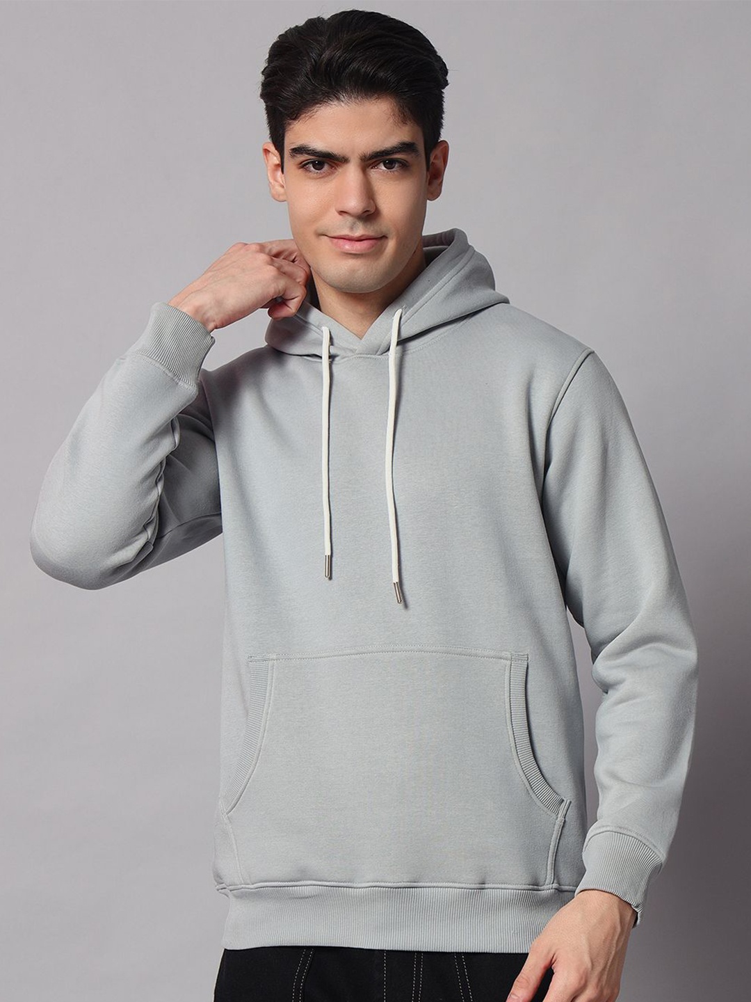 

Obaan Men Long Sleeve Hooded Sweatshirt, Grey