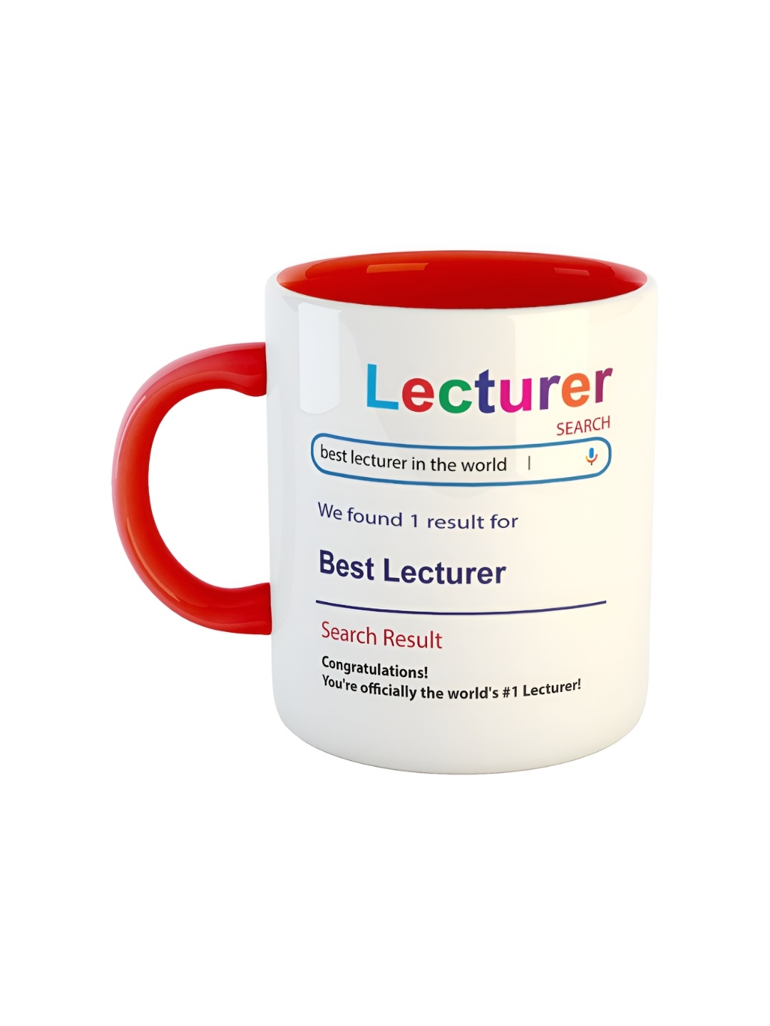 

ARTBUG White & Red Best Lecturer Printed Ceramic Glossy Coffee Mug